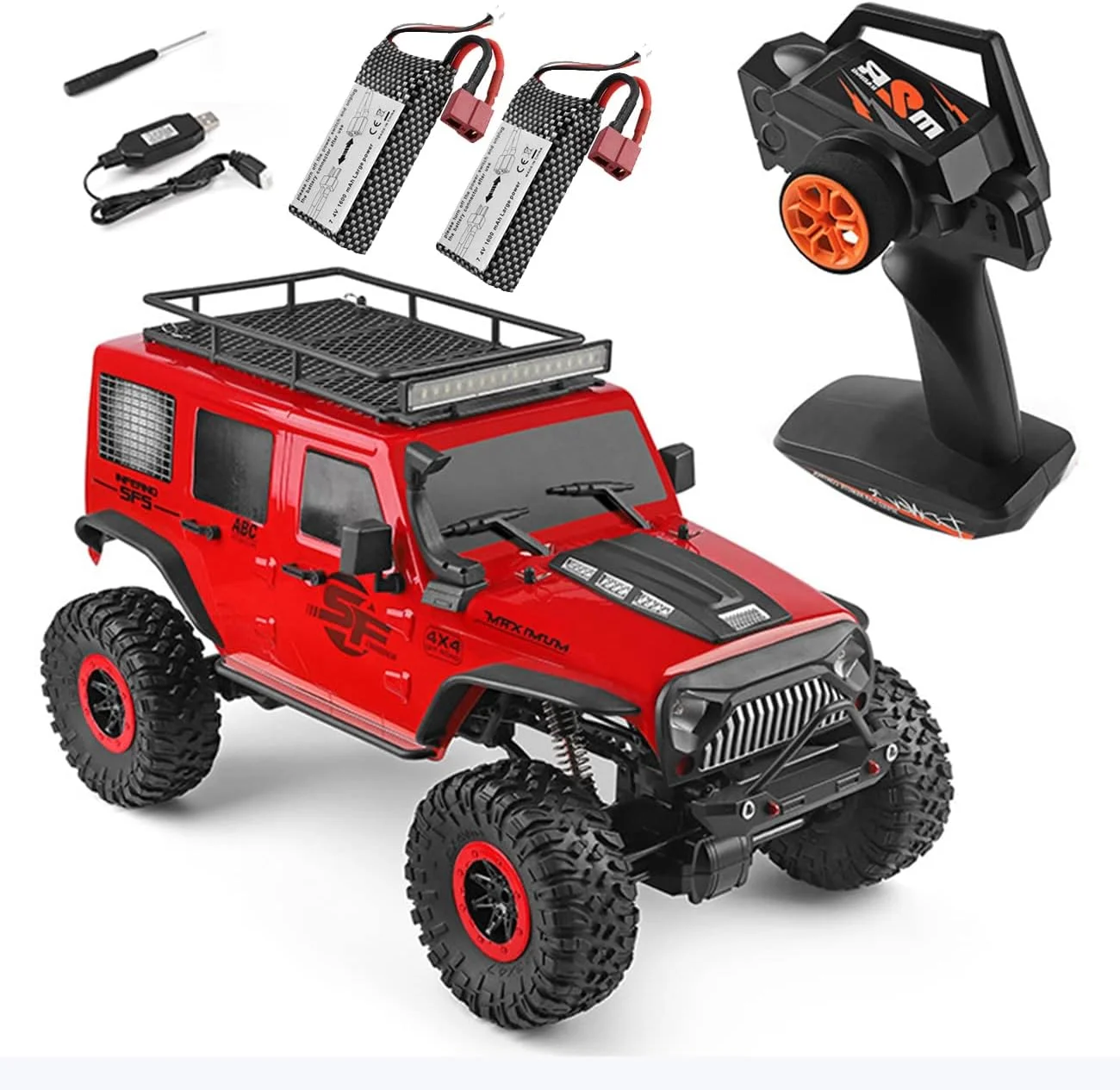 ماشین های هیولا آفرود 4WD، اسباب بازی سرگرمی الکتریکی کامیون کنترل از راه دور 1/10، وسیله نقلیه هیولا RC 2.4 گیگاهرتزی با چراغ LED برای کودکان و بزرگسالان، 2 باتری ماشین های هیولا آفرود 4WD، اسباب بازی سرگرمی الکتریکی کامیون کنترل از راه دور 1/10، وسیله نقلیه هیولا RC 2.4 گیگاهرتزی با چراغ LED برای کودکان و بزرگسالان، 2 باتری