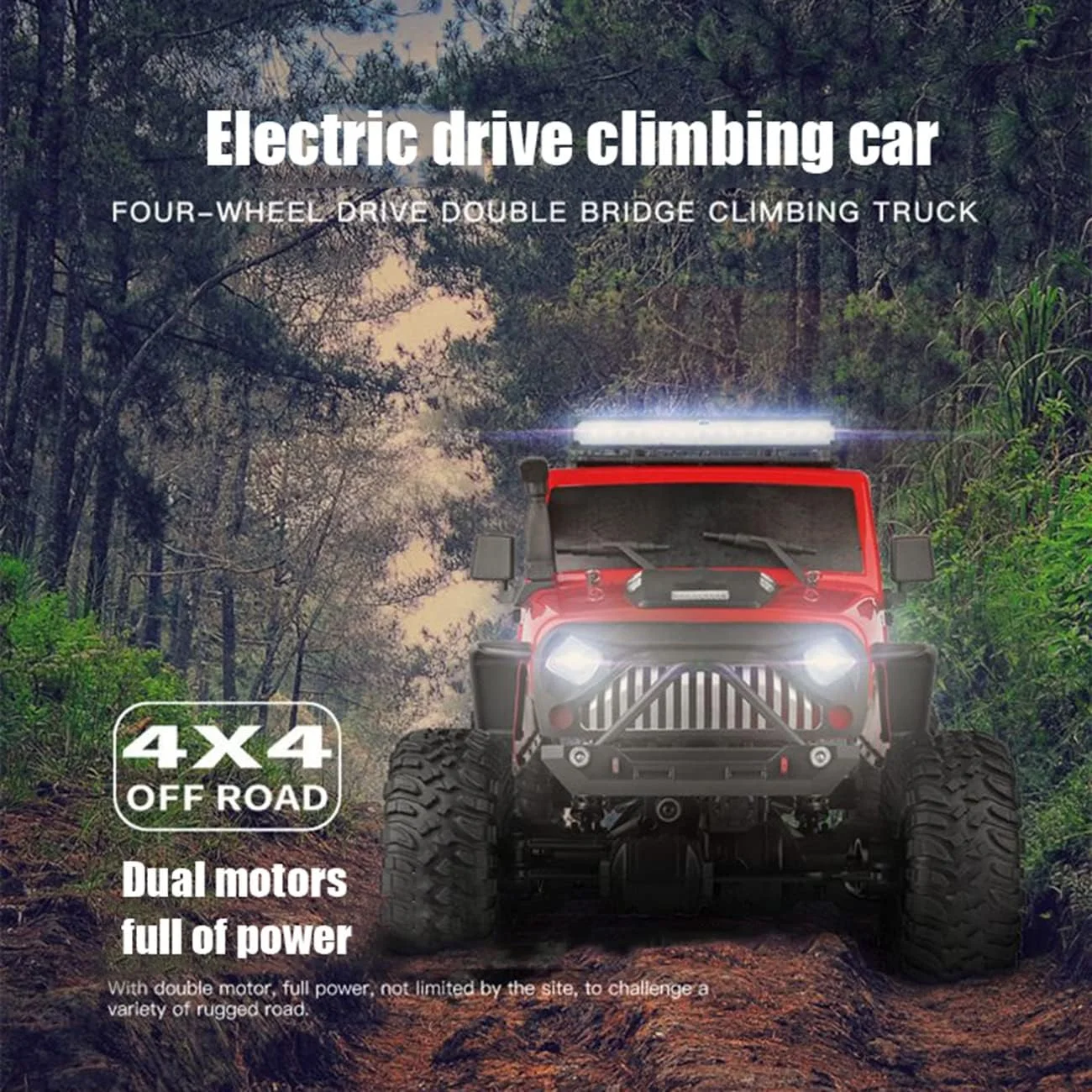 ماشین های هیولا آفرود 4WD، اسباب بازی سرگرمی الکتریکی کامیون کنترل از راه دور 1/10، وسیله نقلیه هیولا RC 2.4 گیگاهرتزی با چراغ LED برای کودکان و بزرگسالان، 2 باتری