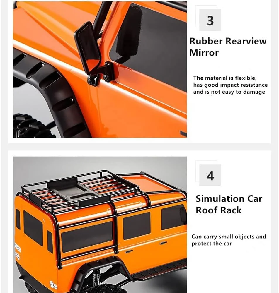 ماشین کنترلی الکتریکی دو سرعته 2.4 گیگاهرتز 1/8، ماشین خزنده آرسی 4WD تمام زمینی، چراغ ال ای دی، ماشین پیکاپ آفرود کنترلی اسباب بازی پسرانه، دخترانه و بزرگسال