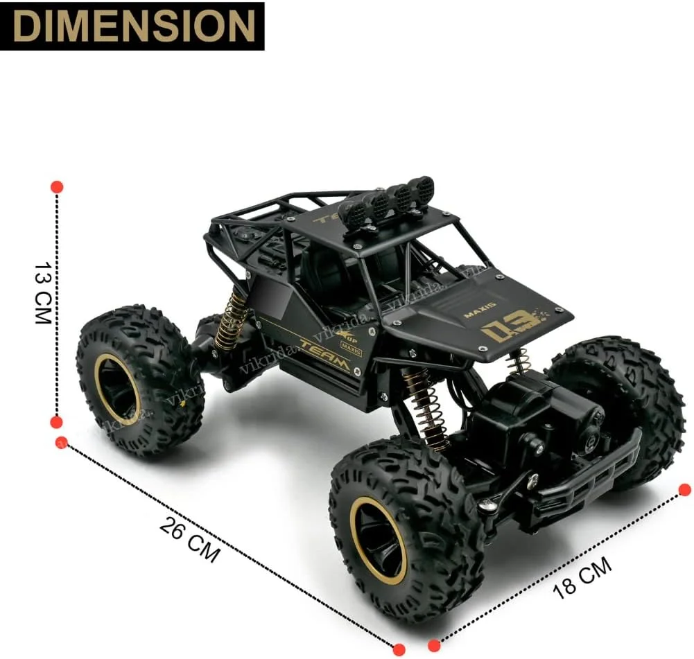 ماشین کنترلی مسابقه ای VikriDA، صخره نورد، 4 چرخ متحرک، بدنه آلیاژ فلزی، صخره نورد، ماشین مسابقه ای هیولا با سرعت بالا - رنگ مشکی
