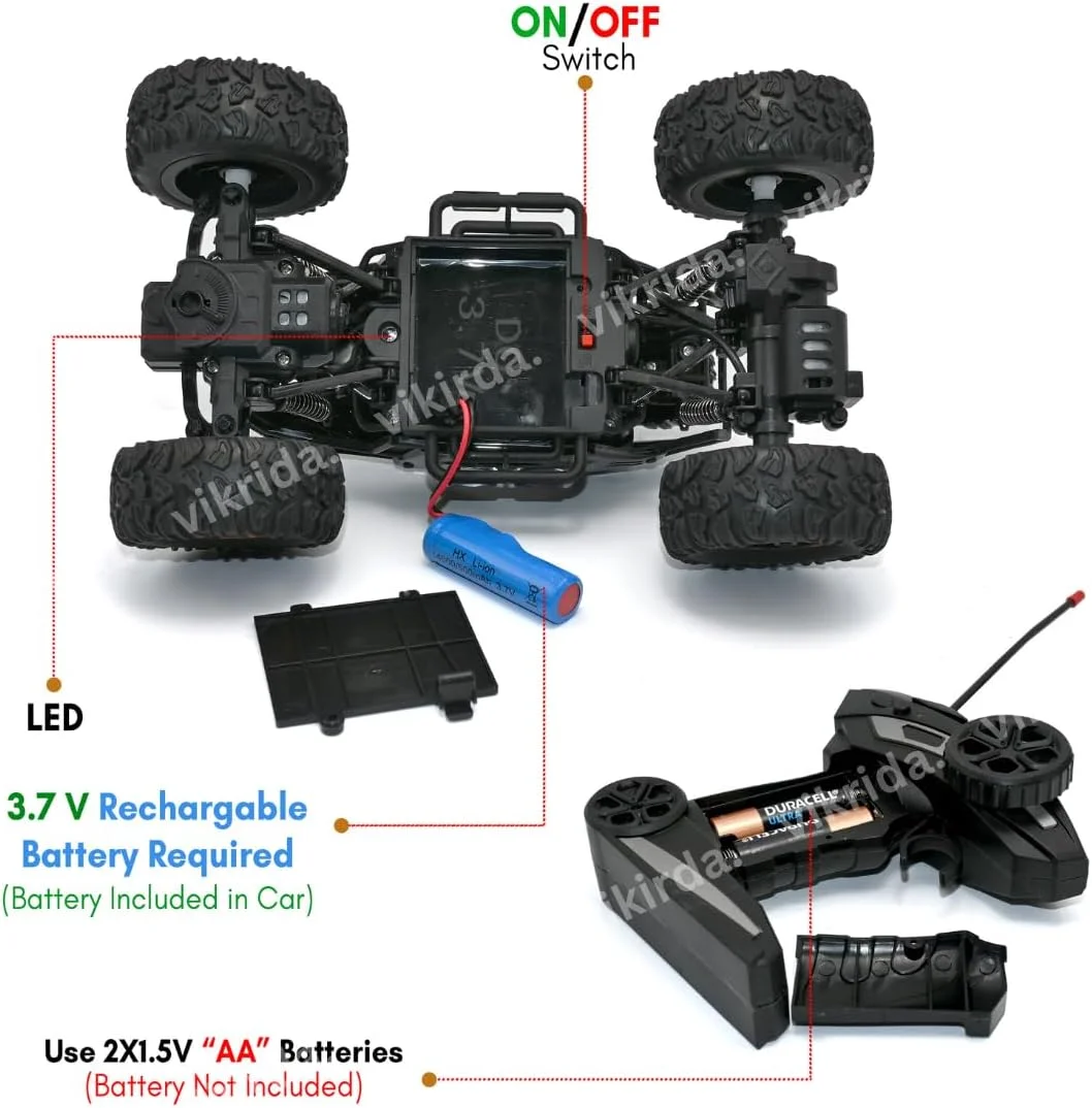ماشین کنترلی VikriDA برای کودکان، ماشین صخره نورد هیولا، اسباب بازی ماشین کنترلی برای پسران و دختران - مشکی ماشین کنترلی VikriDA برای کودکان، ماشین صخره نورد هیولا، اسباب بازی ماشین کنترلی برای پسران و دختران - مشکی