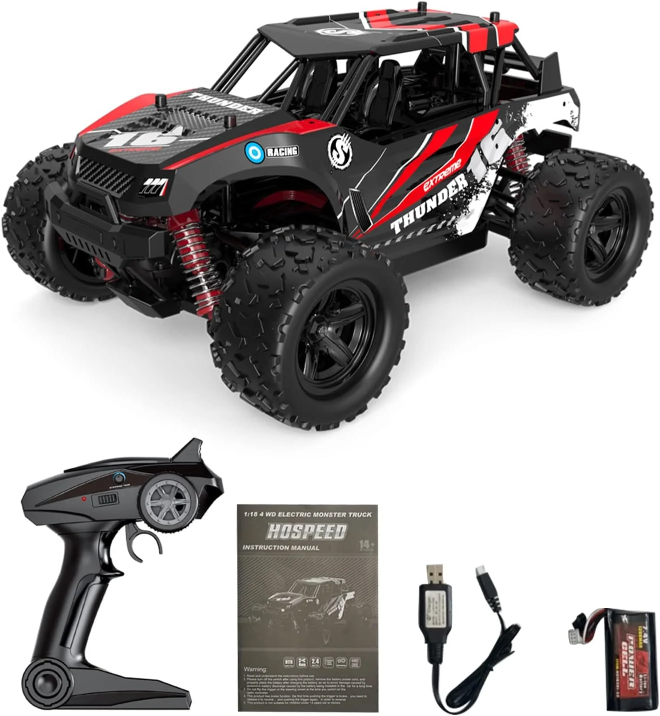 ماشین کنترلی 1/18 2.4 گیگاهرتز با سرعت بالا 30 کیلومتر در ساعت، کامیون های آفرود تمام زمینی 4WD، ماشین مسابقه ای صخره نوردی با مقیاس کامل، هدیه برای کودکان و بزرگسالان، 3 باتری ماشین کنترلی 1/18 2.4 گیگاهرتز با سرعت بالا 30 کیلومتر در ساعت، کامیون های آفرود تمام زمینی 4WD، ماشین مسابقه ای صخره نوردی با مقیاس کامل، هدیه برای کودکان و بزرگسالان، 3 باتری