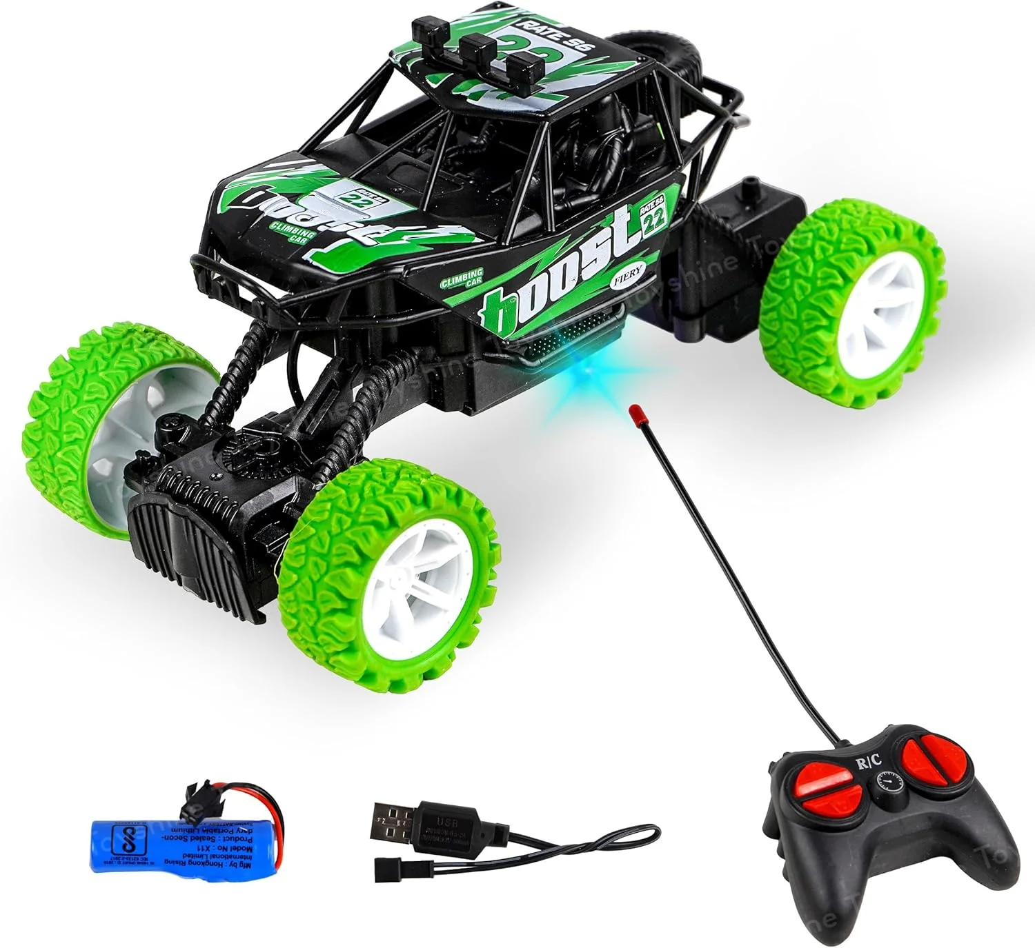 ماشین کنترلی صخره نورد Toyshine مقیاس 1:20، 2.4 گیگاهرتز، شارژی، مناسب برای کودکان 3 سال به بالا، سبز