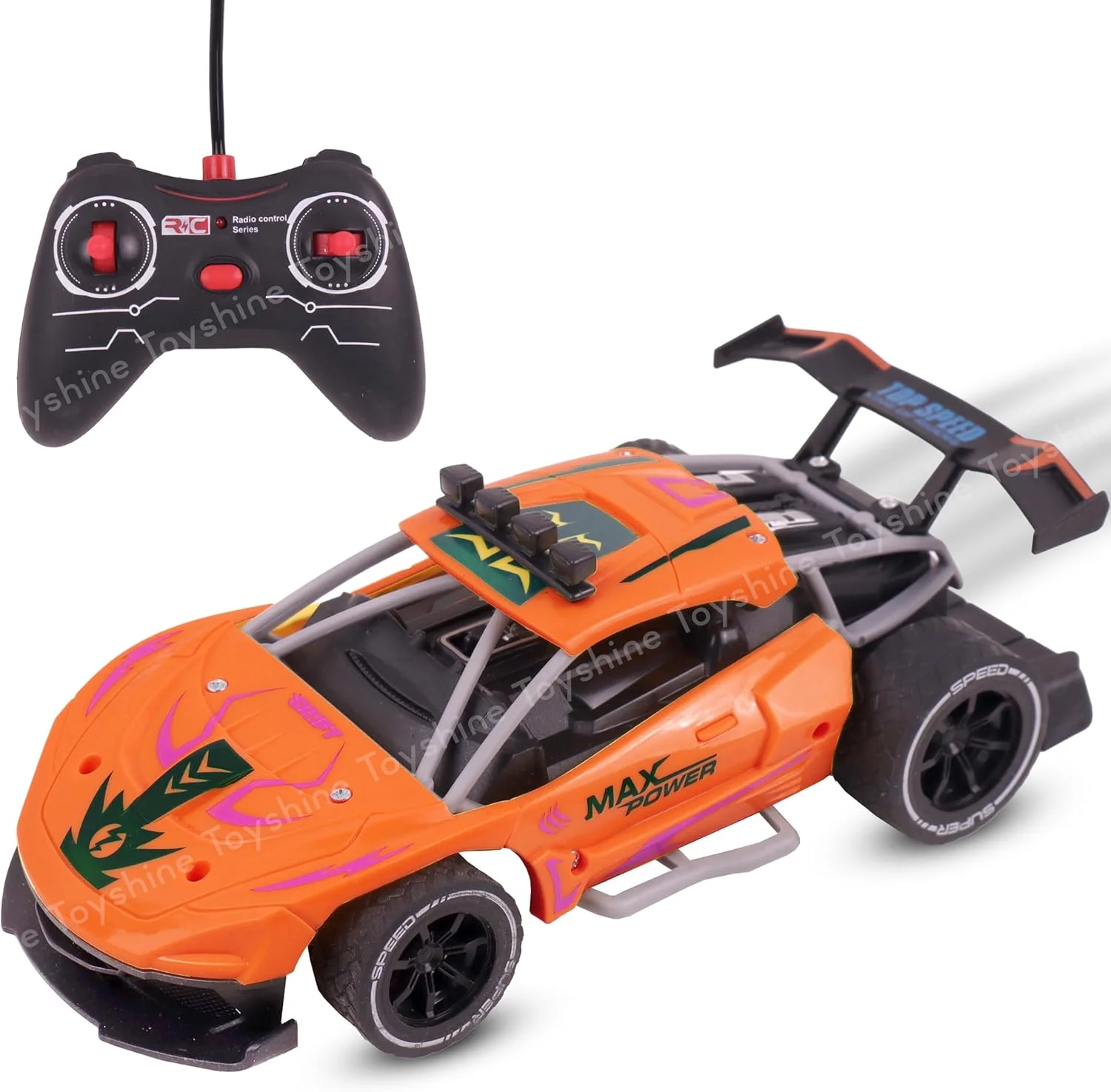 ماشین اسباب بازی مسابقه ای الکتریکی شارژی با کنترل از راه دور Toyshine در مقیاس 1:20 با فرکانس 27 مگاهرتز، سرعت 10 تا 15 کیلومتر در ساعت، مناسب برای پسران و دختران بالای 3 سال (نارنجی)