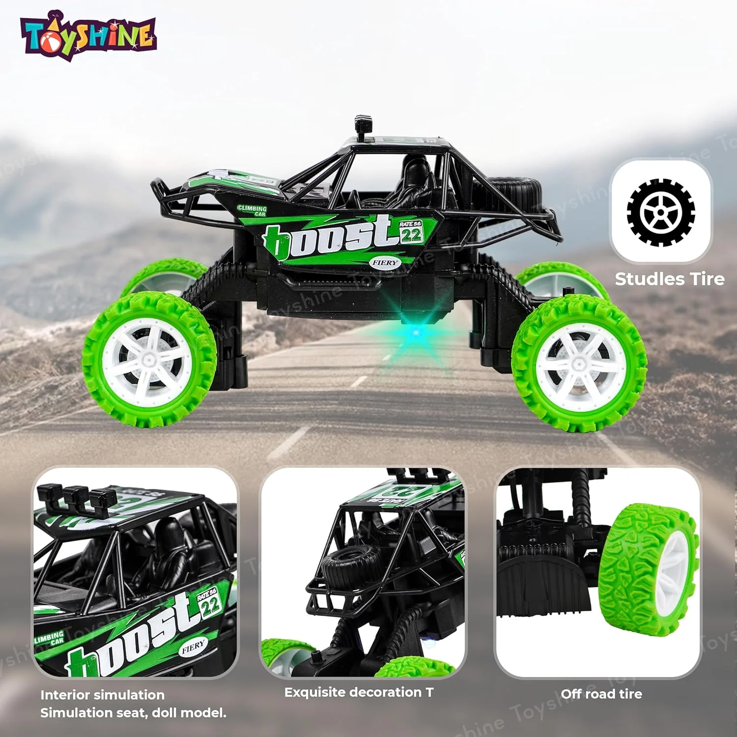 ماشین کنترلی صخره نورد Toyshine مقیاس 1:20، 2.4 گیگاهرتز، شارژی، مناسب برای کودکان 3 سال به بالا، سبز ماشین کنترلی صخره نورد Toyshine مقیاس 1:20، 2.4 گیگاهرتز، شارژی، مناسب برای کودکان 3 سال به بالا، سبز