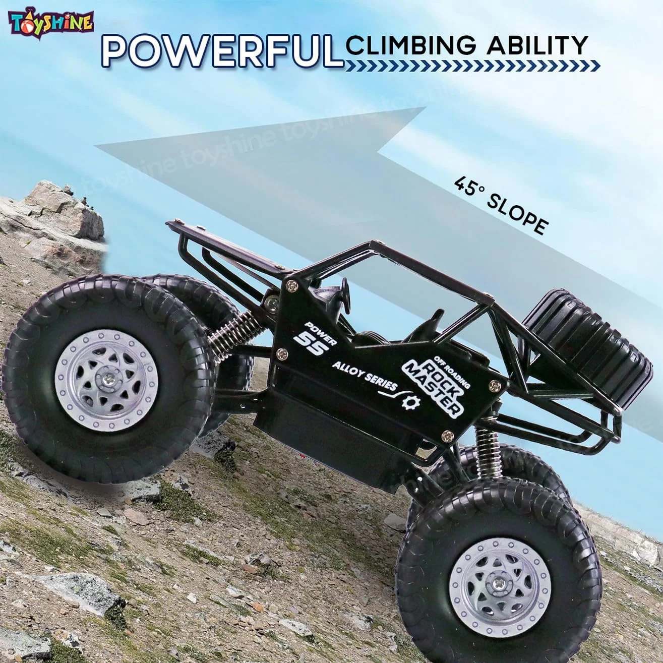 ماشین کنترلی آفرود صخره نورد آلیاژی پر سرعت Toyshine در مقیاس 1:18 با فرکانس 40 مگاهرتز - مشکی