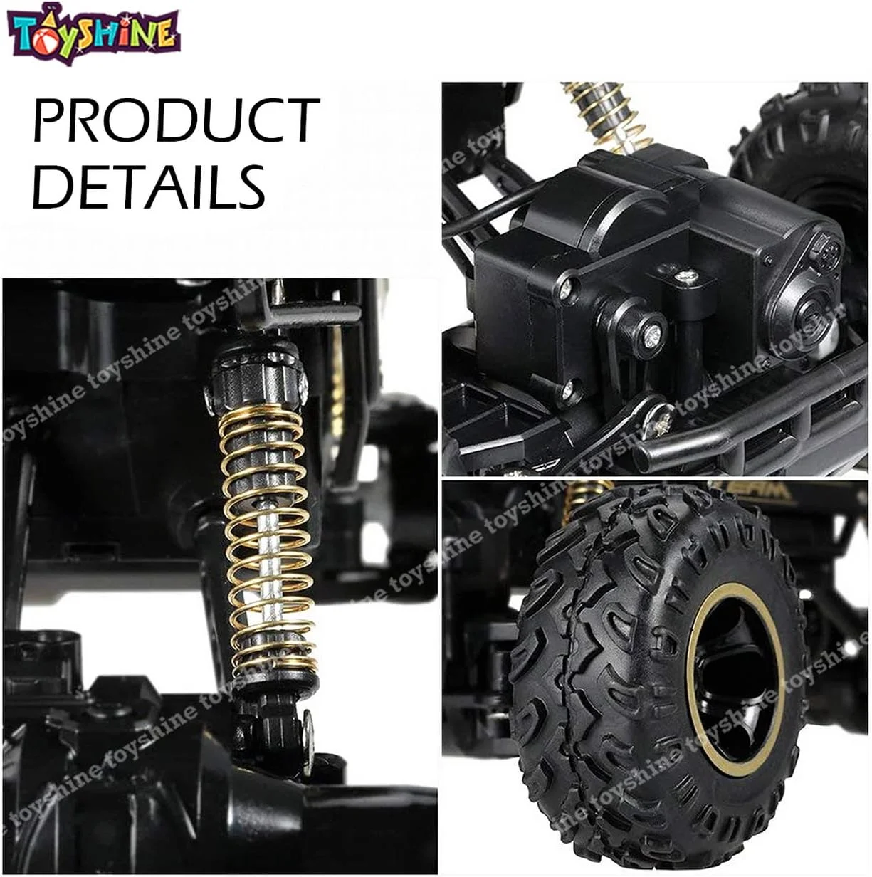 ماشین کنترلی صخره نورد Toyshine، آلیاژ پلاستیکی، دیفرانسیل چهار چرخ، مقیاس 1:16، 2.4 گیگاهرتز، بسته 1 عددی، رنگ مشکی