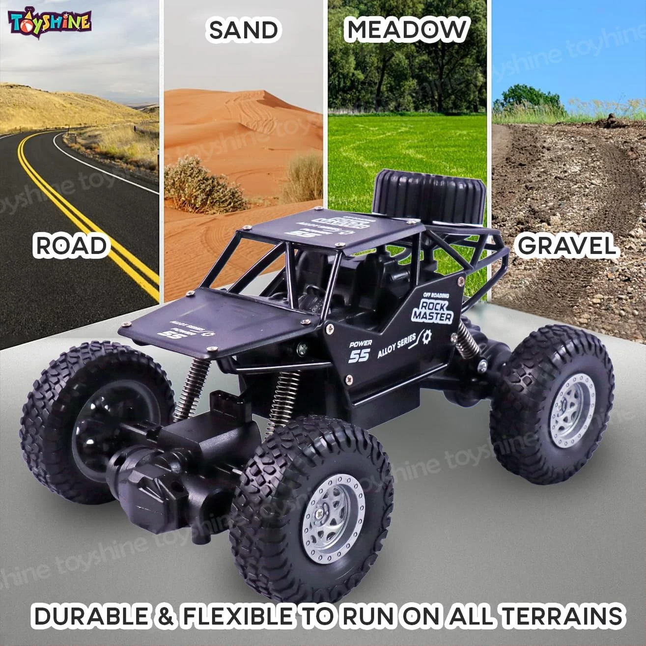 ماشین کنترلی آفرود صخره نورد آلیاژی پر سرعت Toyshine در مقیاس 1:18 با فرکانس 40 مگاهرتز - مشکی