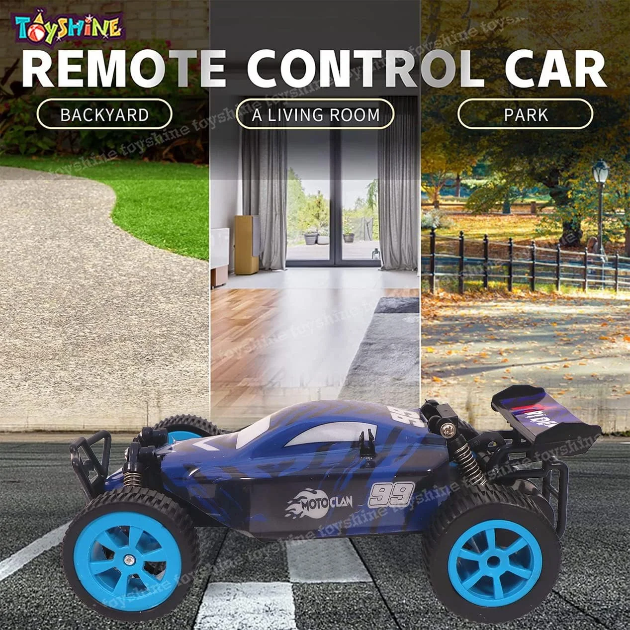 ماشین کنترلی کامیون آفرود Toyshine Moto Clon F1 Rider، سیستم 2.4 گیگاهرتز، مقیاس 1:18، دارای سیستم تعلیق - آبی