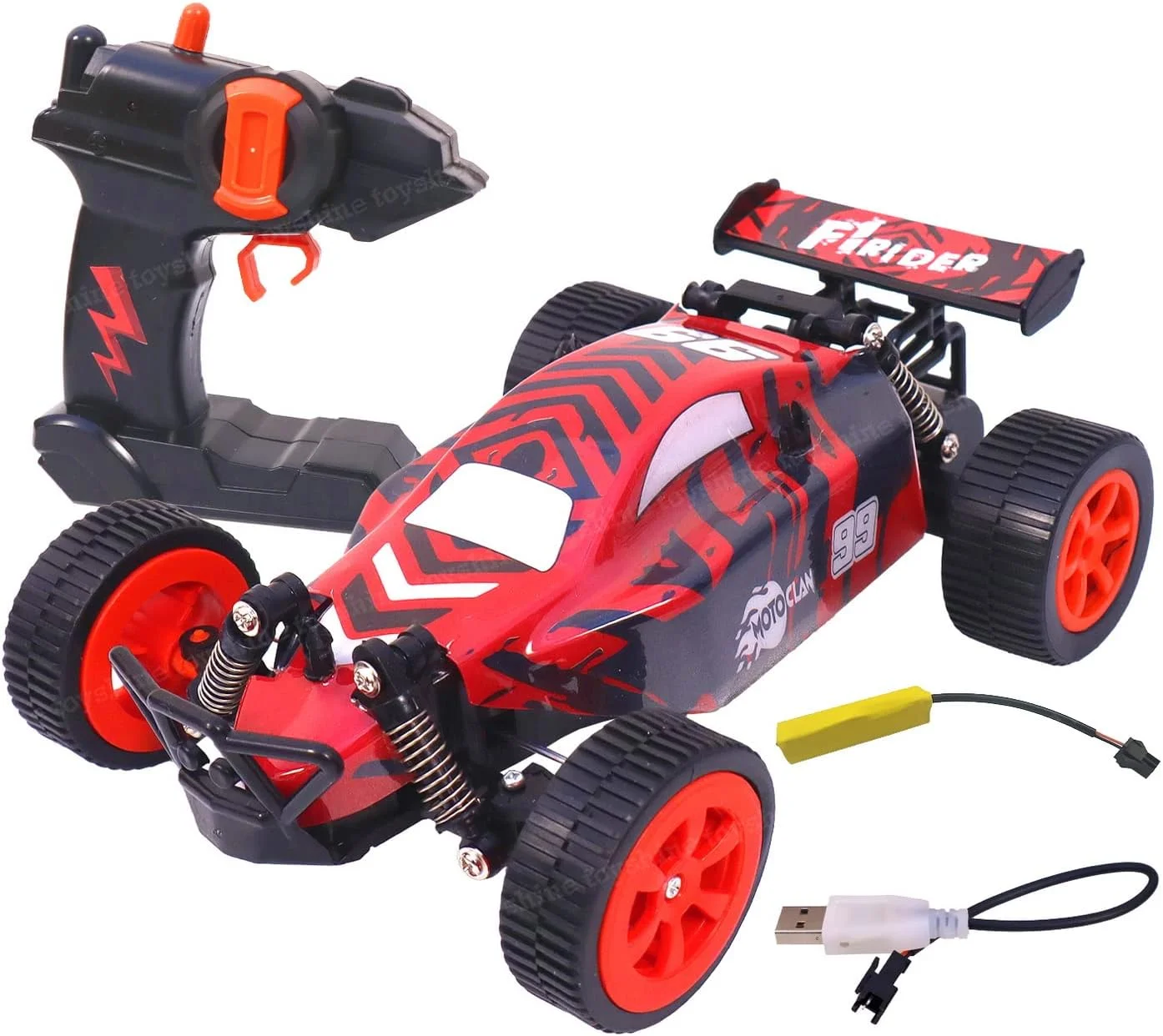 ماشین کنترلی کامیون موتورسوار Toyshine Moto Clon F1، سیستم 2.4 گیگاهرتز، مقیاس 1:18، دارای سیستم تعلیق - قرمز