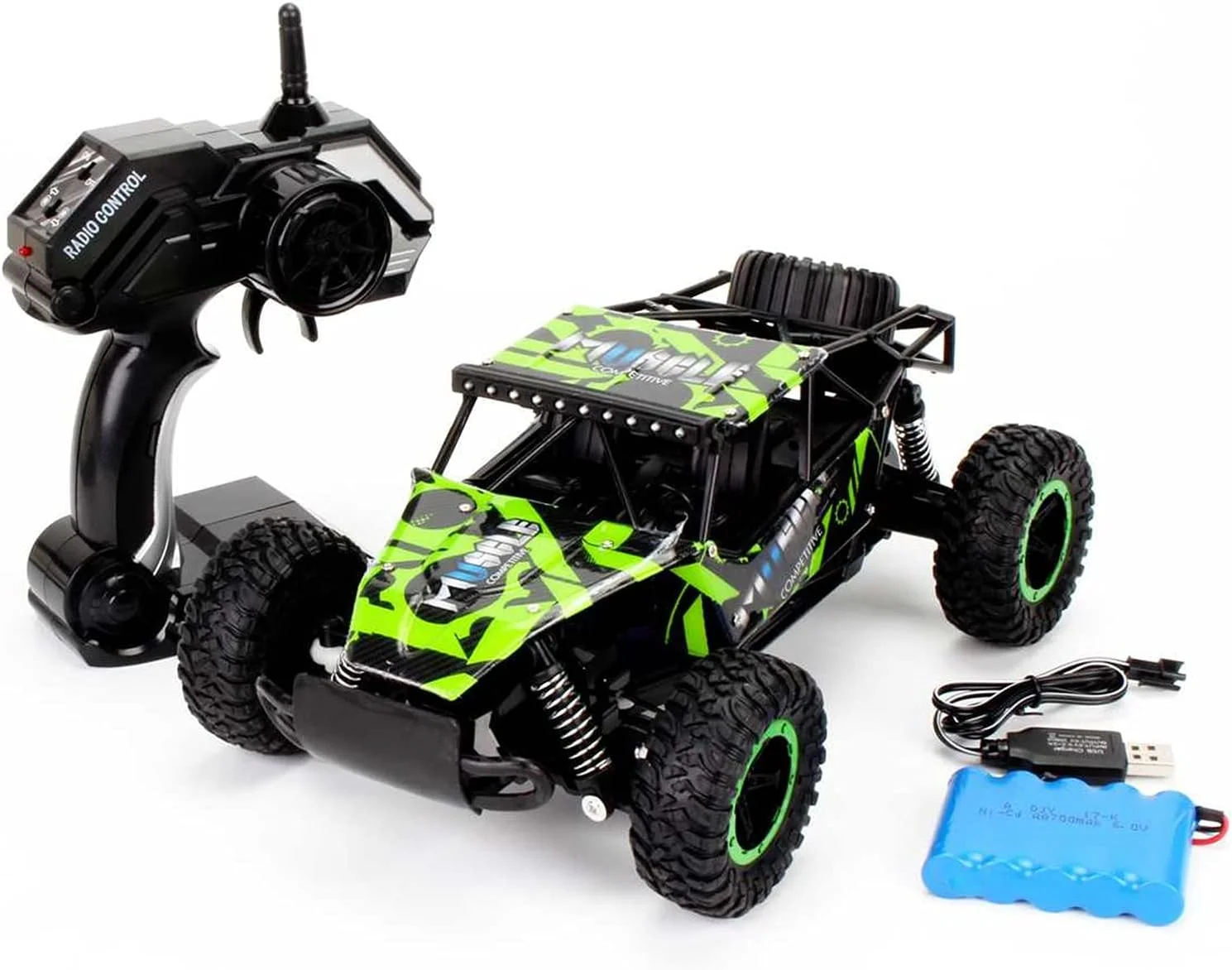 ماشین آرسی صخره نوردی 2.4 گیگاهرتز، ماشین های هیولا بیگ فوت با موتورهای دوتایی، اسباب بازی های برتر آفرود با کنترل از راه دور برای پسران، سبز