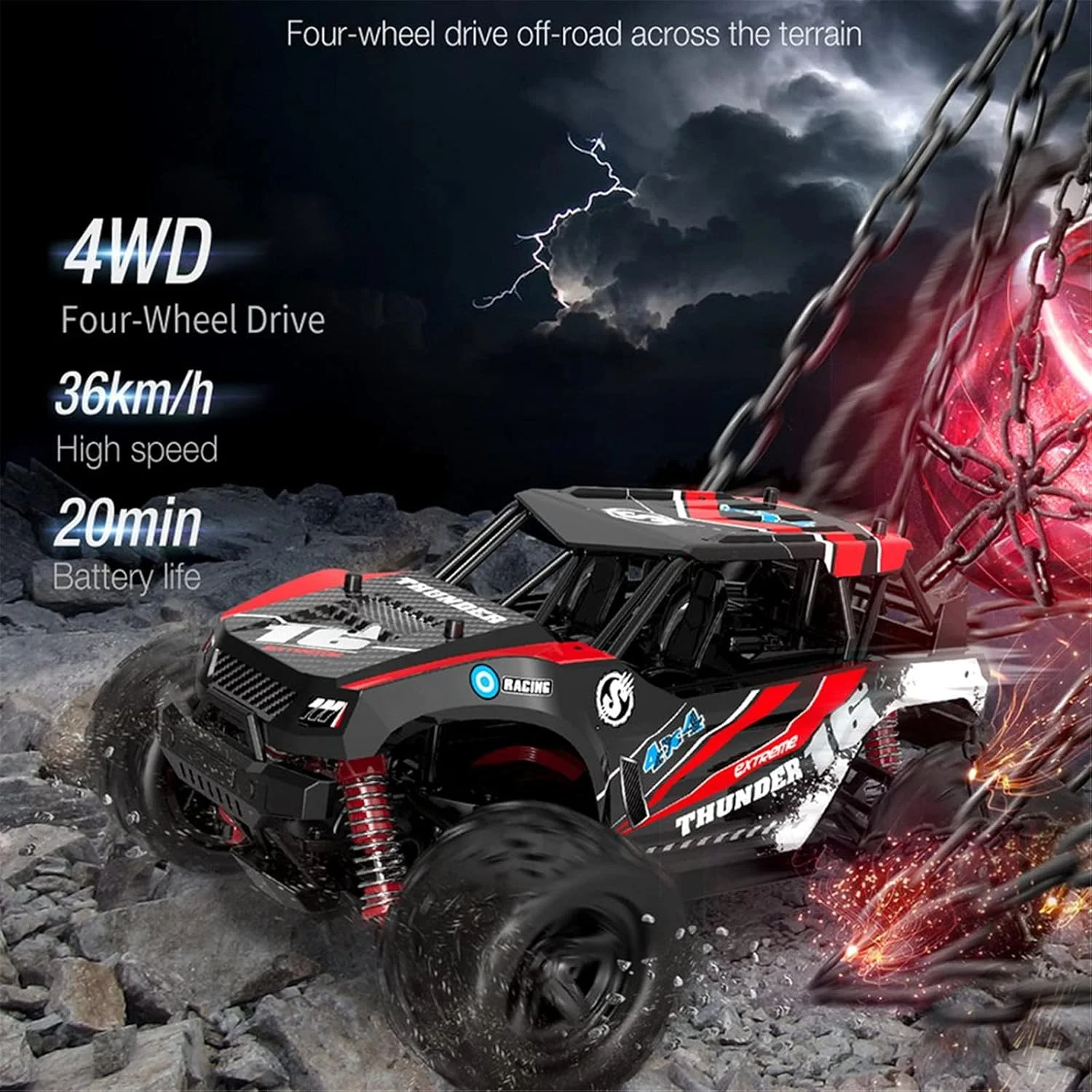 ماشین کنترلی 1:18 چهار چرخ متحرک آفرود 2.4G مدل ماشین کنترلی الکتریکی کودکان