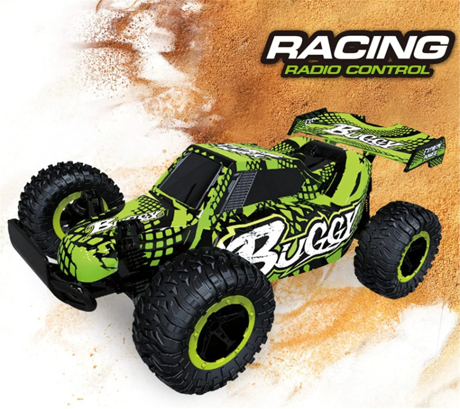 ماشین آرسی 1/16 با رادیو 2.4 گیگاهرتز، ماشین های دریفت کنترلی از راه دور با سرعت بالا، ماشین اسباب بازی آفرود بیگ فوت مانستر برای کودکان، سبز