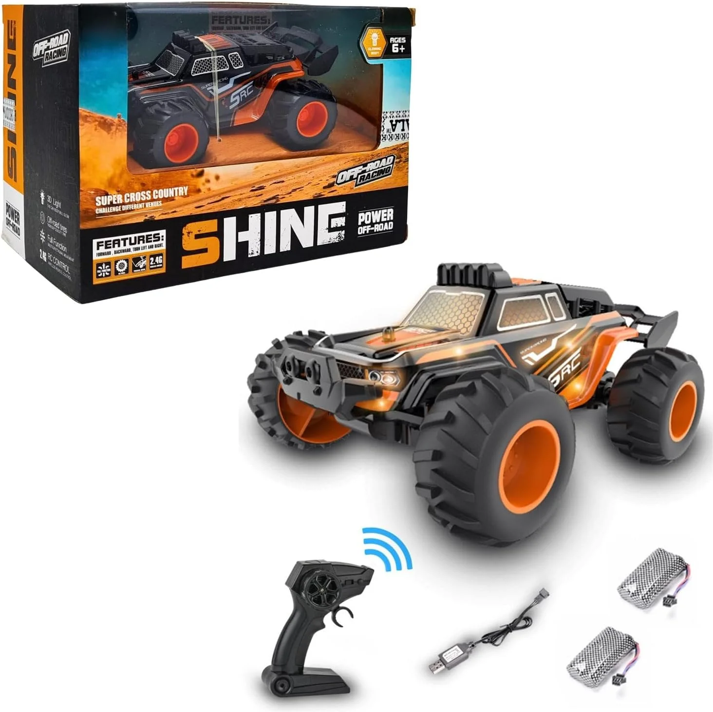 ماشین کنترلی کوچک فیتو، مسابقه ای با سرعت بالا، دارای حالت مسابقه، ماشین آفرود اسباب بازی برای پسران، نارنجی