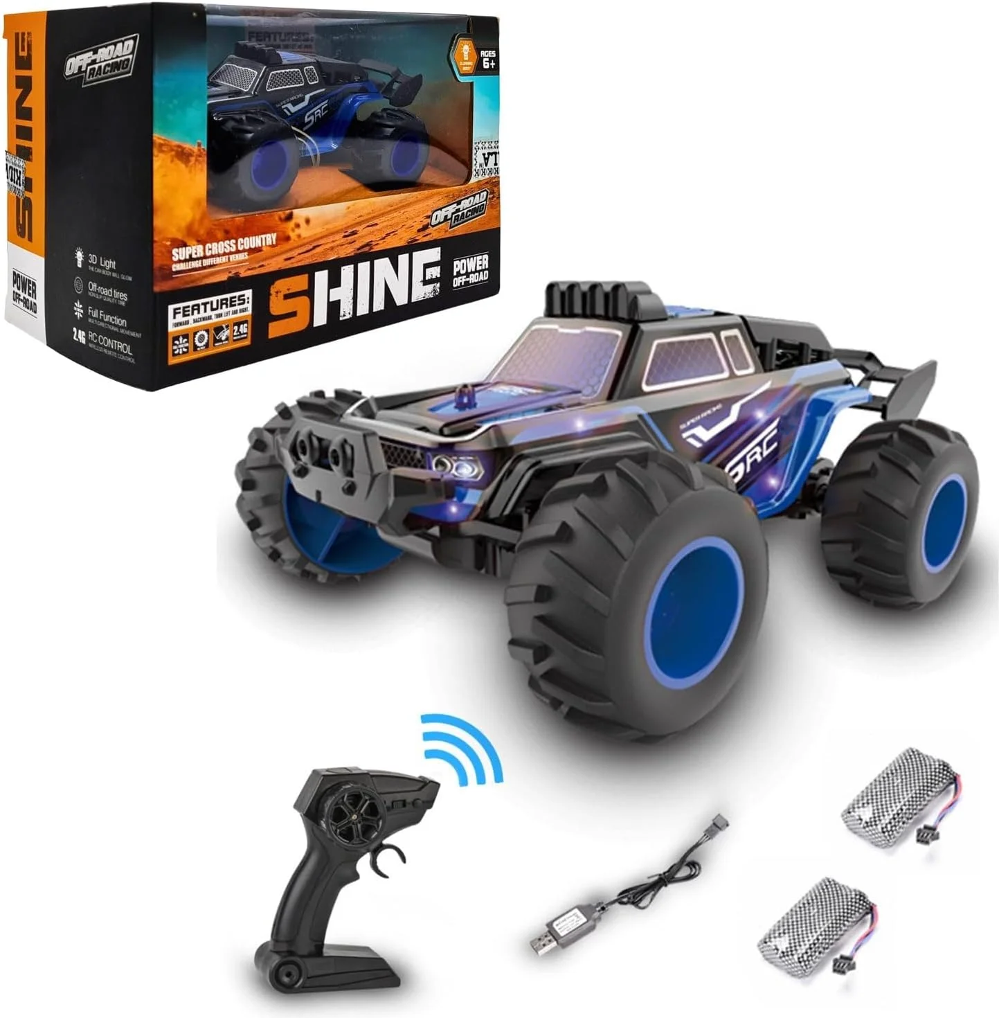 ماشین کنترلی کوچک فیتو، مسابقه ای پر سرعت با حالت مسابقه، ماشین اسباب بازی آفرود برای پسران، آبی