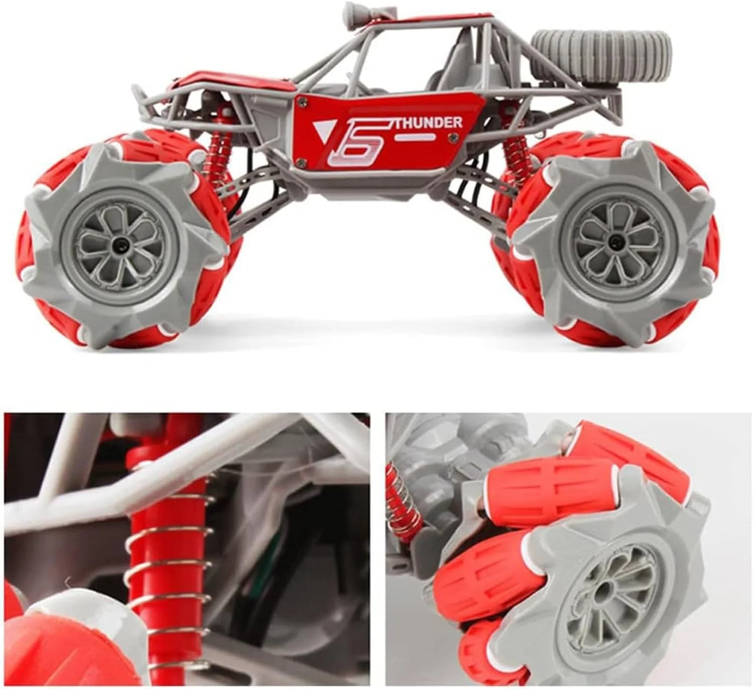 ماشین کنترلی ساقه فیتو، لاستیک های آفرود، 2 موتور، مونتاژ آسان، بدنه فلزی بادوام، قرمز