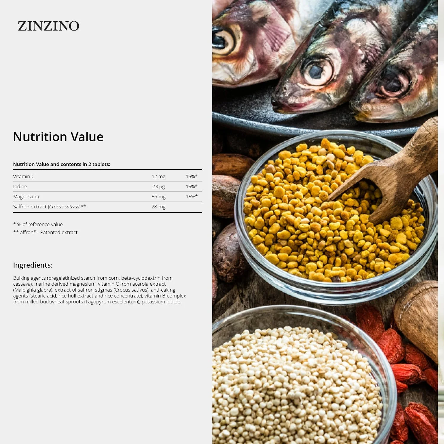 زینزینو ویوا + - حاوی ید، ویتامین C و منیزیم، بهبود خواب آرام، افزایش تمرکز، یادگیری، حافظه و استدلال - 60 قرص