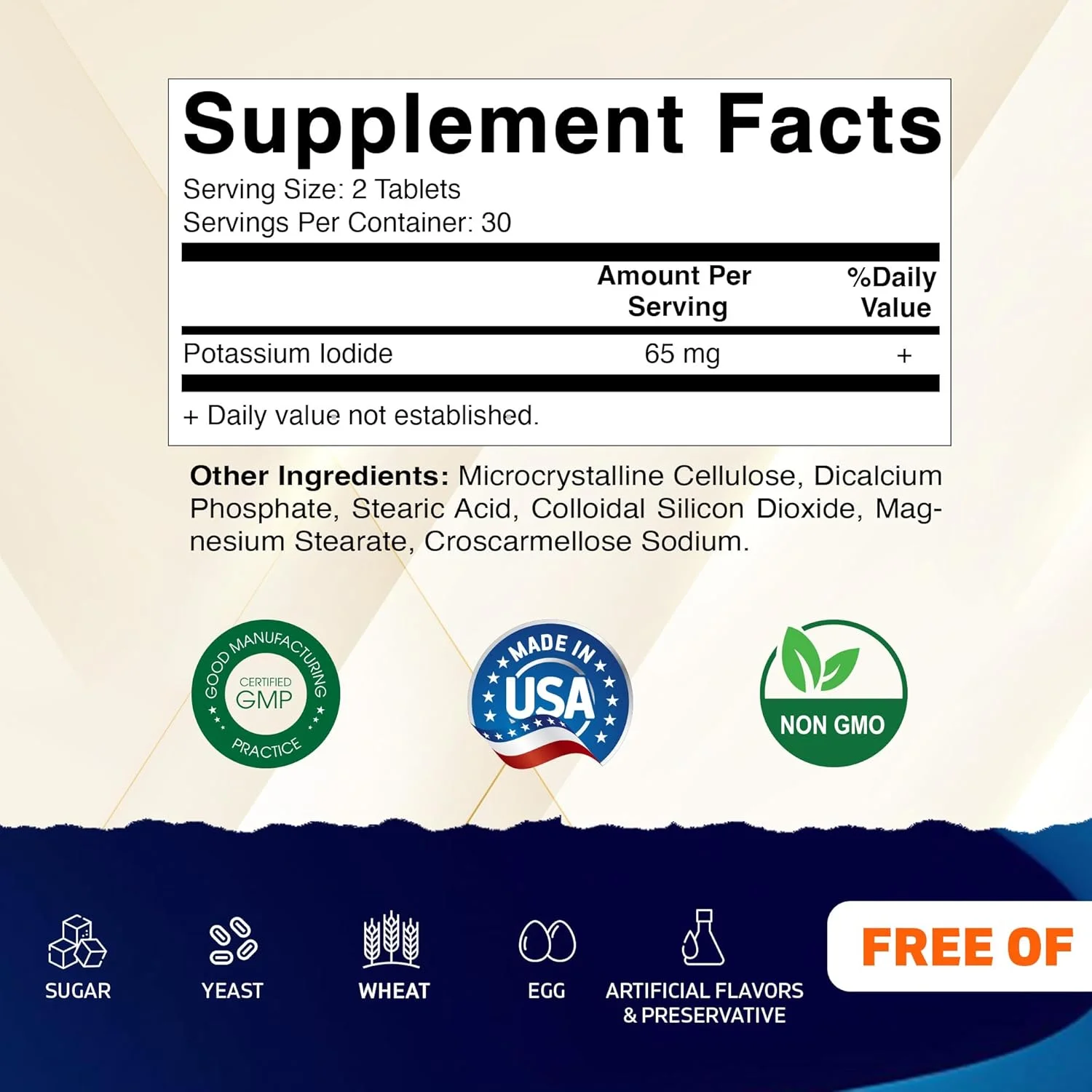 یدید پتاسیم ویتاماتیک 65 میلی گرم در هر وعده - 60 قرص - قرص های KI، مکمل تیروئید