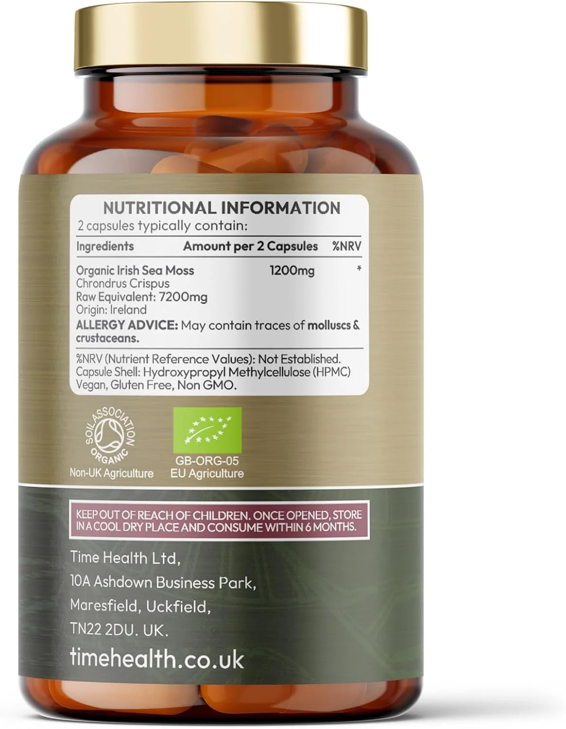 خزه دریایی ایرلندی ارگانیک تایم هلث (Chrondrus crispus) - 120 کپسول - برداشت وحشی از آب های ایرلند - منبع 92 ماده مغذی ضروری - ید - دکتر سبی - ساخت انگلستان - GMP - بدون هیچ گونه افزودنی خزه دریایی ایرلندی ارگانیک تایم هلث (Chrondrus crispus) - 120 کپسول - برداشت وحشی از آب های ایرلند - منبع 92 ماده مغذی ضروری - ید - دکتر سبی - ساخت انگلستان - GMP - بدون هیچ گونه افزودنی