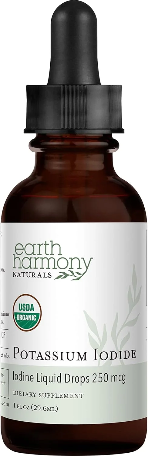 مکمل مایع یدید پتاسیم ارگانیک USDA 250 میکروگرم (تامین 6 ماهه) - پشتیبانی از غده تیروئید و کمک به سطوح پایین ید - فراهمی زیستی بیشتر از قرص ها - 30 میلی لیتر