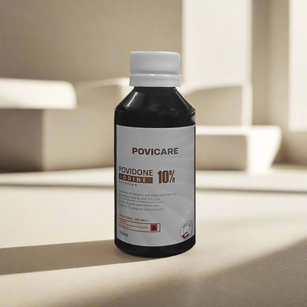 محلول ید پوویدون 10% تجهیزات پزشکی کینگ ماریوت | ضد عفونی کننده آبی برای بهداشت پوست قبل و بعد از عمل | ضد عفونی جراحی (100 میلی لیتر)