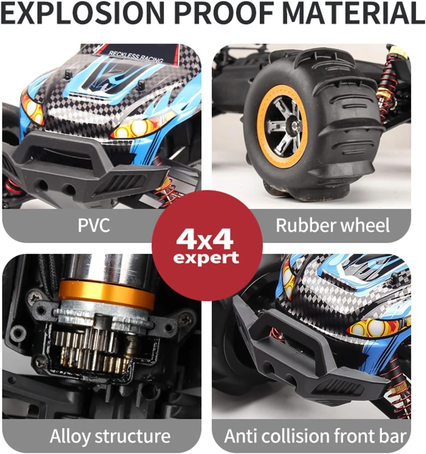 ماشین کنترلی از راه دور برای کودکان و بزرگسالان، سرعت بالا 60 کیلومتر در ساعت، موتور براشلس، ماشین آفرود رادیویی برای پسران و دختران بالای 12 سال، هدیه