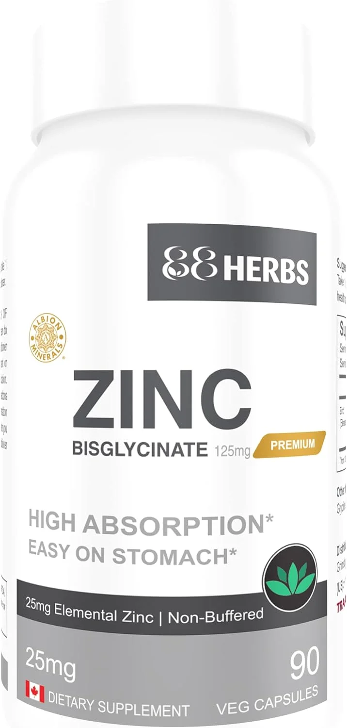 بیس گلیسینات روی - درجه ممتاز - جذب بسیار بالا - 90 کپسول گیاهی - 25 میلی گرم (روی المنتال)