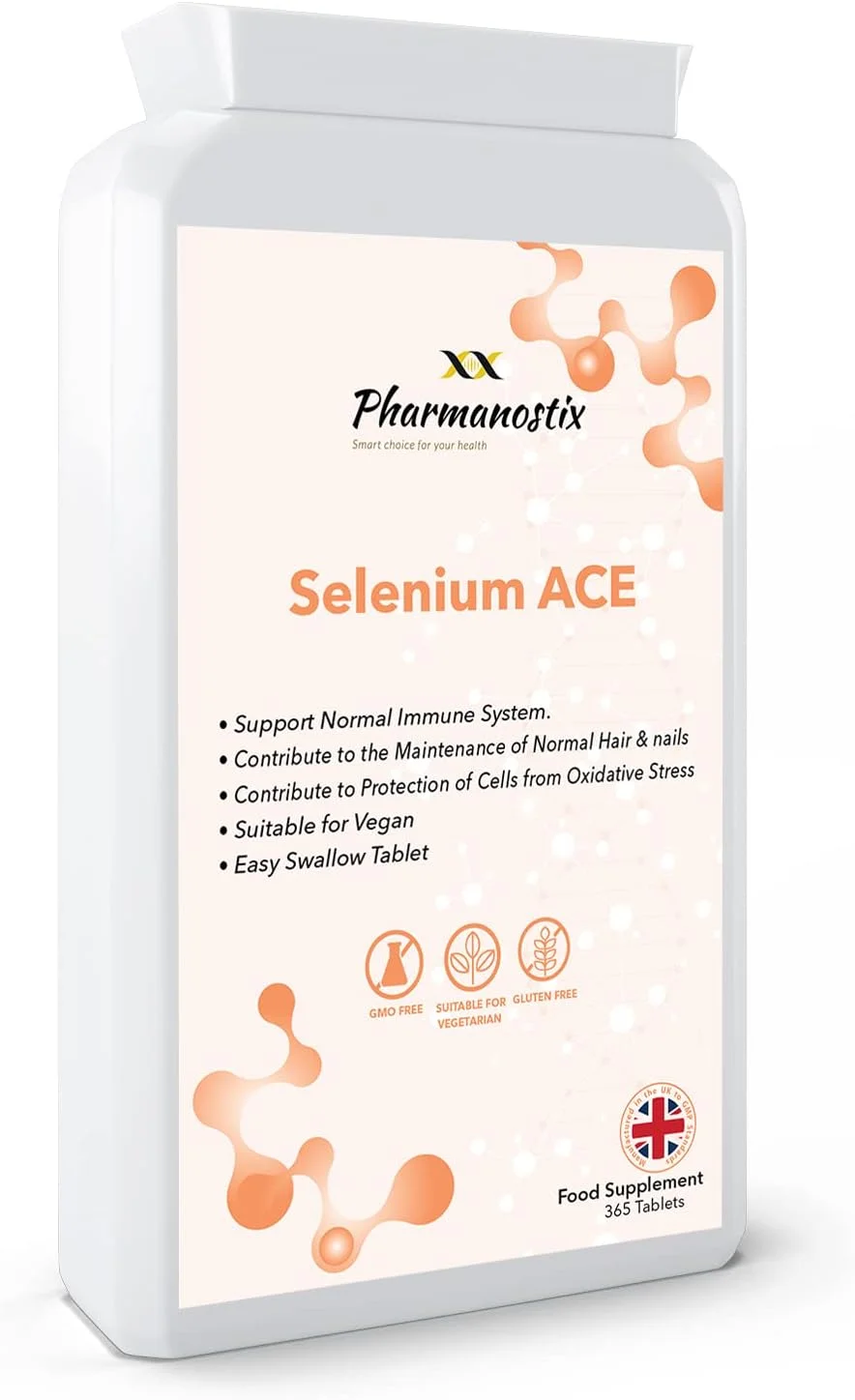سلنیوم ACE 220 میکروگرم به همراه ویتامین های A، C و E - 365 قرص گیاهی - تامین 12 ماهه - برای حفظ سلامت مو، ناخن و سیستم ایمنی - ساخت انگلستان