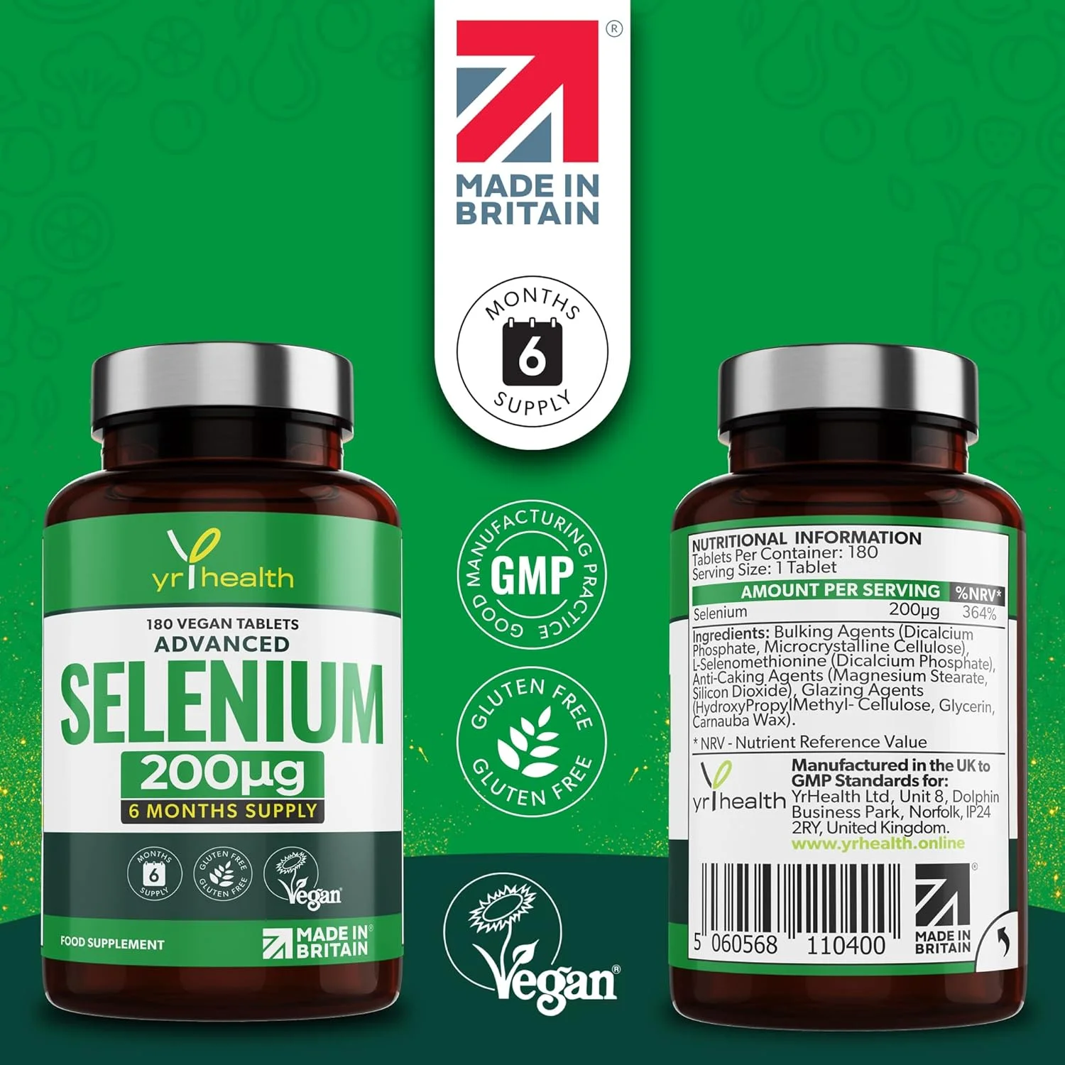 قرص سلنیوم 200 میکروگرم - 180 عدد قرص ثبت شده گیاهی، برای سلامت تیروئید و سیستم ایمنی، مو، پوست و ناخن - تامین 6 ماهه - ساخت انگلستان توسط YrHealth قرص سلنیوم 200 میکروگرم - 180 عدد قرص ثبت شده گیاهی، برای سلامت تیروئید و سیستم ایمنی، مو، پوست و ناخن - تامین 6 ماهه - ساخت انگلستان توسط YrHealth