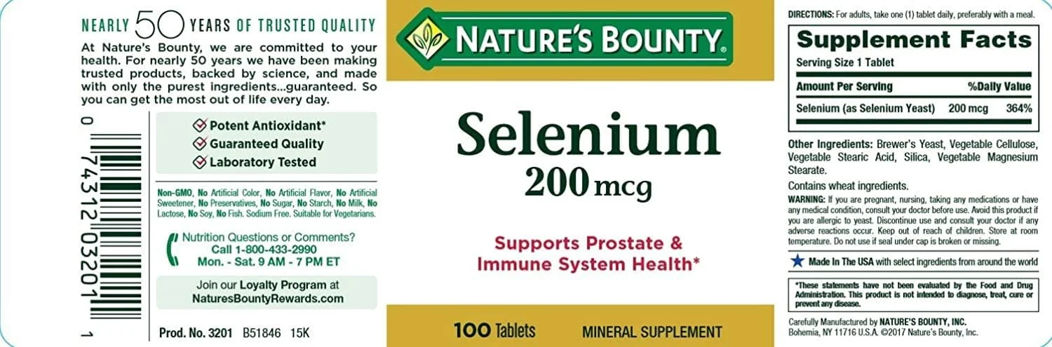 سلنیوم 200 میکروگرم Nature's Bounty، 100 قرص (بسته 3 عددی) سلنیوم 200 میکروگرم Nature's Bounty، 100 قرص (بسته 3 عددی)