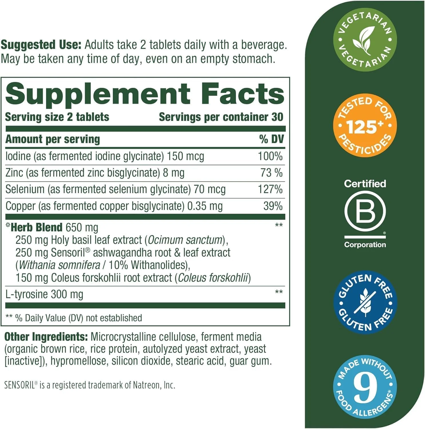 مگا فود تقویت تیروئید - مکمل معدنی - پشتیبانی از تیروئید برای زنان با آشواگاندا، روی، سلنیوم، مس، ید و ال-تیروزین و ترکیب گیاهی - گیاهی - 60 قرص (30 سروینگ) مگا فود تقویت تیروئید - مکمل معدنی - پشتیبانی از تیروئید برای زنان با آشواگاندا، روی، سلنیوم، مس، ید و ال-تیروزین و ترکیب گیاهی - گیاهی - 60 قرص (30 سروینگ)