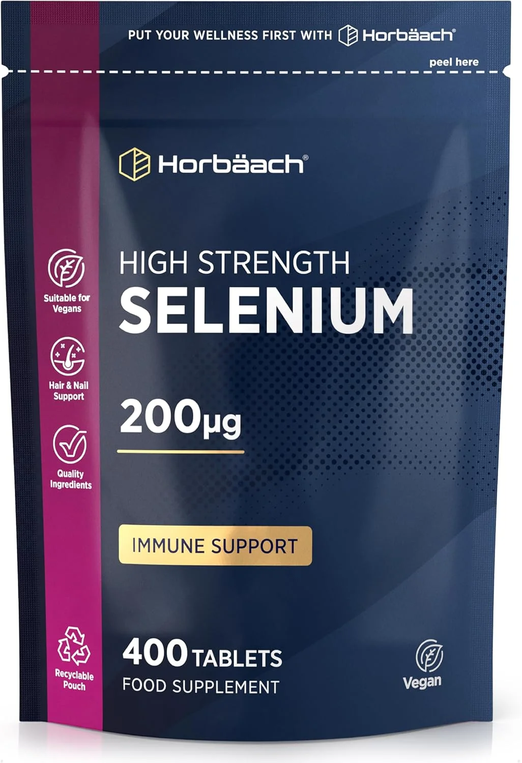 سلنیوم 200 میکروگرم هورباخ | 180 قرص گیاهی | کمک به عملکرد طبیعی تیروئید، عملکرد سیستم ایمنی، مو، پوست و ناخن (EFSA) | بدون مواد نگهدارنده مصنوعی | ماده معدنی کمیاب ضروری