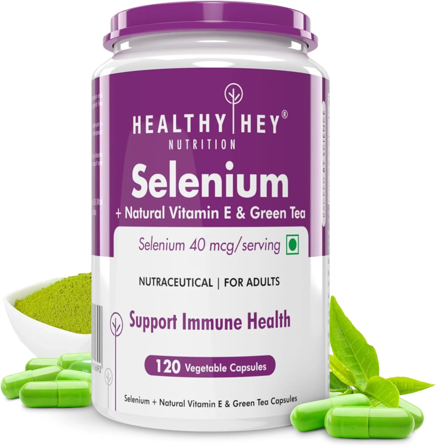 هلثی هی نوتریشن سلنیوم و ویتامین ای طبیعی + چای سبز، پشتیبانی از سلامت سیستم ایمنی - 120 کپسول گیاهی