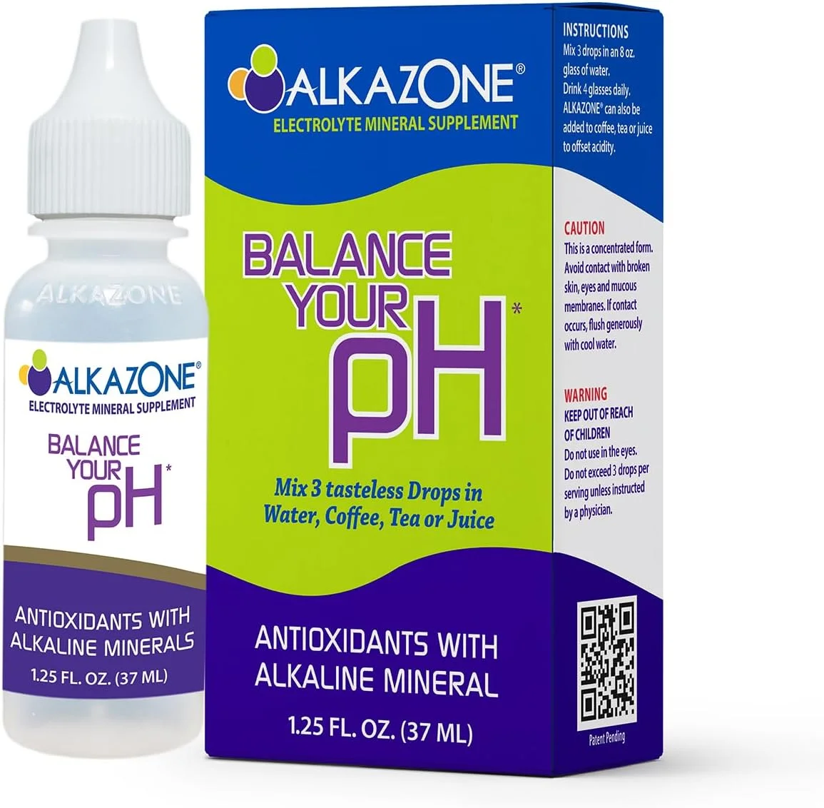 قطره های معدنی قلیایی آنتی اکسیدان Alkazone Balance Your pH، بسته تکی 1.25 اونس، قابل حمل، 10 گالن آب قلیایی آنتی اکسیدانی تولید می کند، بدون طعم، تعادل pH، آبرسانی