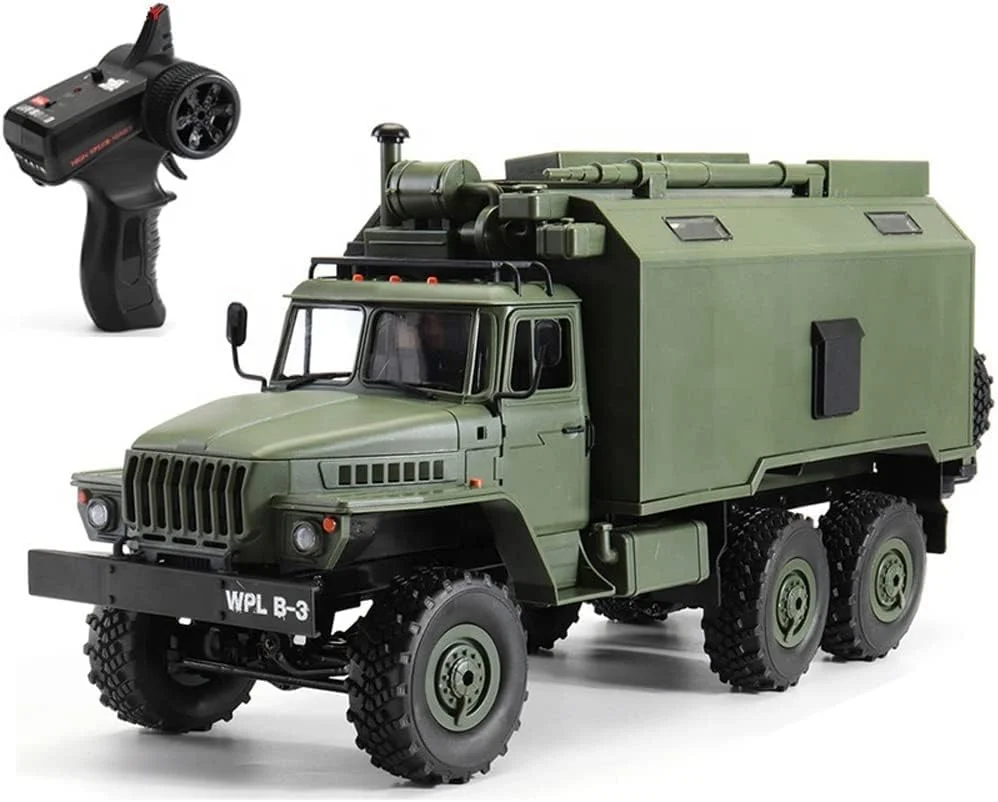ماشین های کنترلی، ماشین کنترلی تمام زمینی در مقیاس 1:16، کامیون نظامی کنترلی شبیه سازی شده 6WD 2.4 گیگاهرتزی با چراغ LED و شاسی آلیاژی، هدیه کریسمس برای کودکان و بزرگسالان