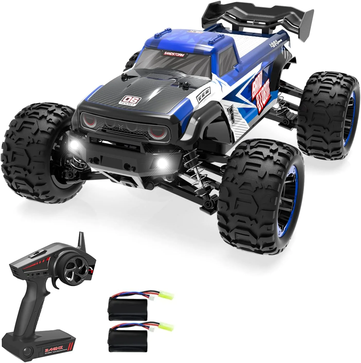 ماشین کنترلی آفرود OUNA مقیاس 1/16 سرعت بالا 45 کیلومتر بر ساعت، مناسب تمام سطوح، کامیون های 4WD، ماشین مسابقه ای صخره نوردی، هدیه برای کودکان و بزرگسالان، دارای 2 باتری