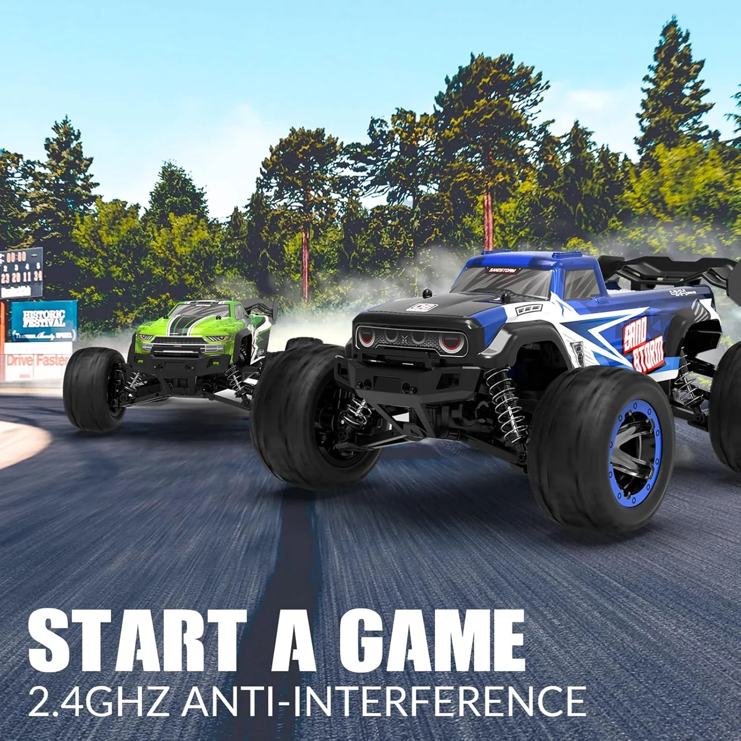 ماشین کنترلی آفرود OUNA مقیاس 1/16 سرعت بالا 45 کیلومتر بر ساعت، مناسب تمام سطوح، کامیون های 4WD، ماشین مسابقه ای صخره نوردی، هدیه برای کودکان و بزرگسالان، دارای 2 باتری