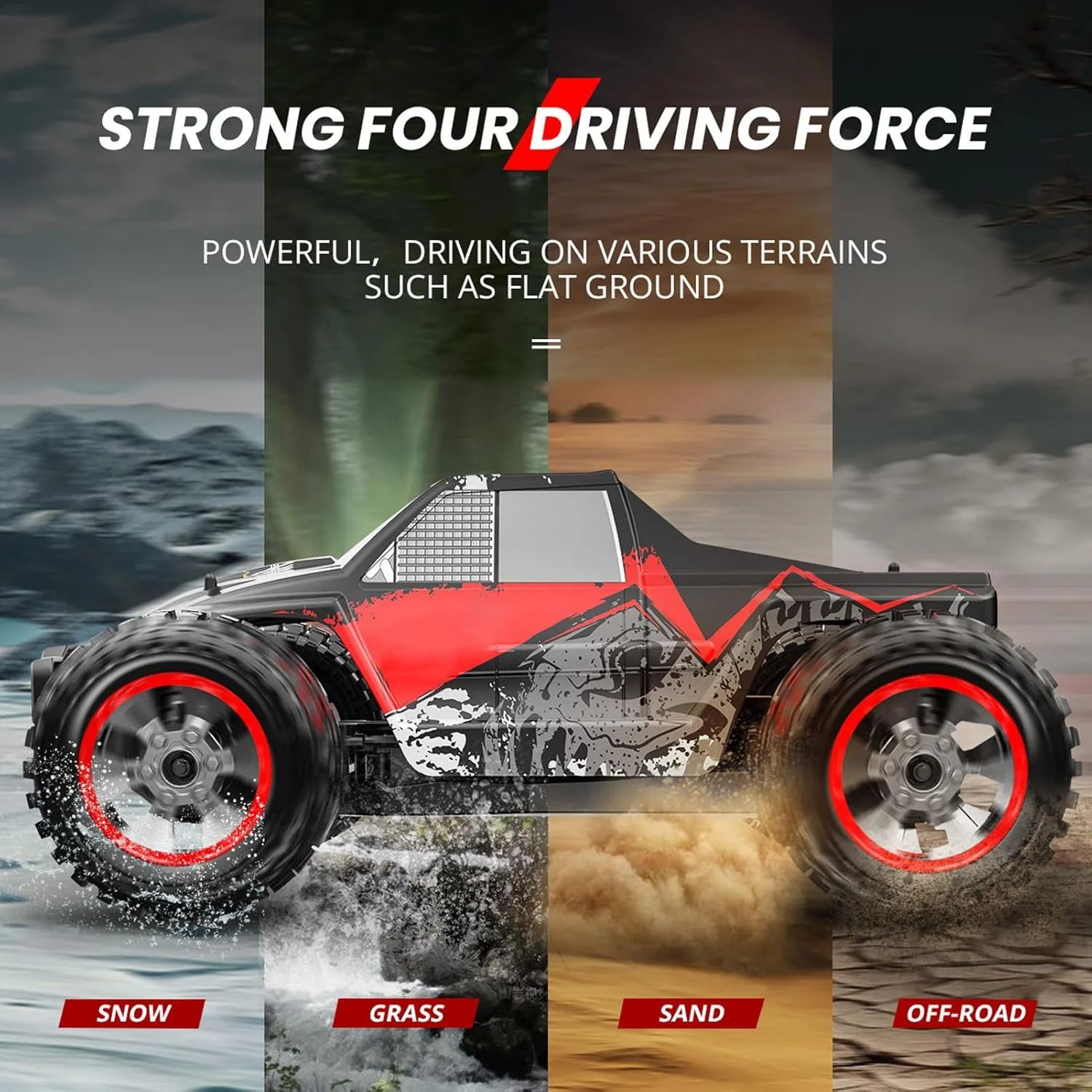 ماشین کنترلی از راه دور OUNA مقیاس 1/10، 2.4 گیگاهرتز، سرعت بالا 45 کیلومتر بر ساعت، مناسب تمام سطوح، کامیون های آفرود، موتور براشلس 4WD، ماشین مسابقه ای صخره نوردی، هدیه برای کودکان و بزرگسالان