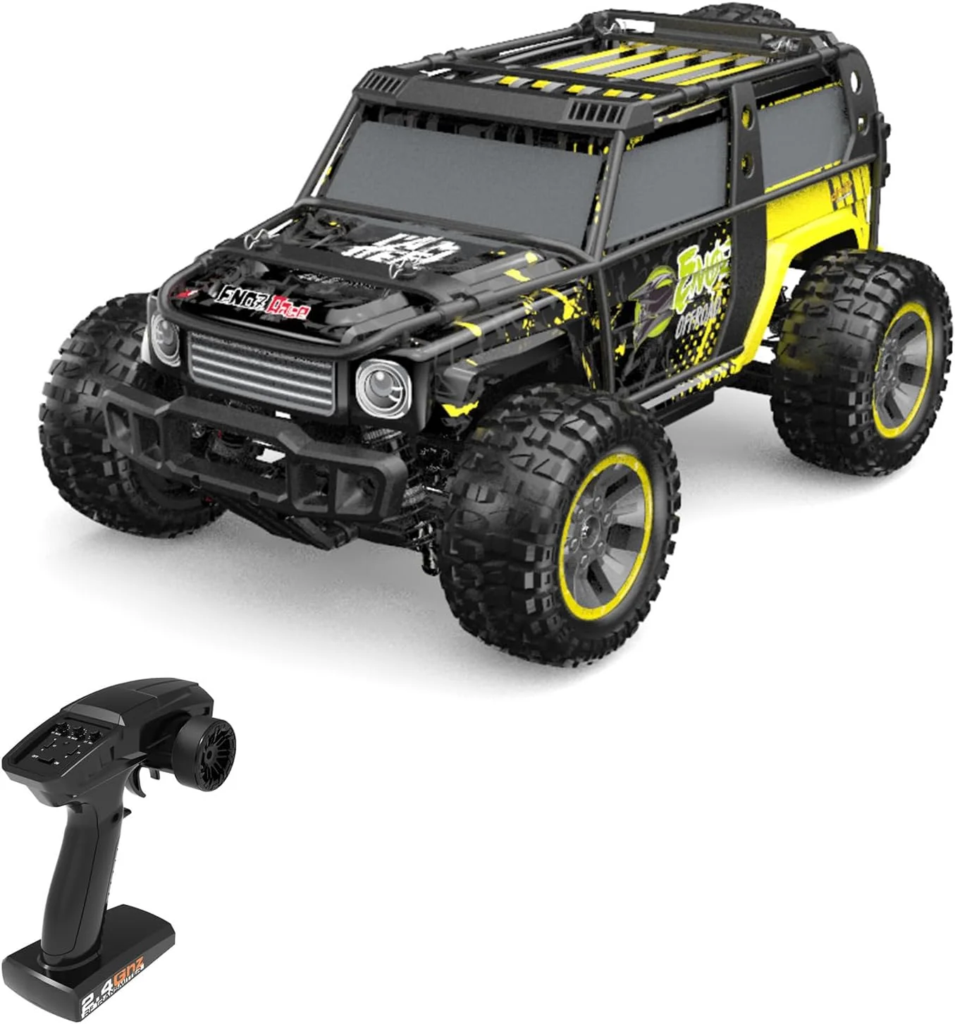 ماشین کنترلی از راه دور OUNA مقیاس 1/10 2.4 گیگاهرتز سرعت بالا 65 کیلومتر در ساعت، کامیون های آفرود تمام زمینی 4WD موتور براشلس، ماشین مسابقه ای صخره نوردی، هدیه برای کودکان و بزرگسالان