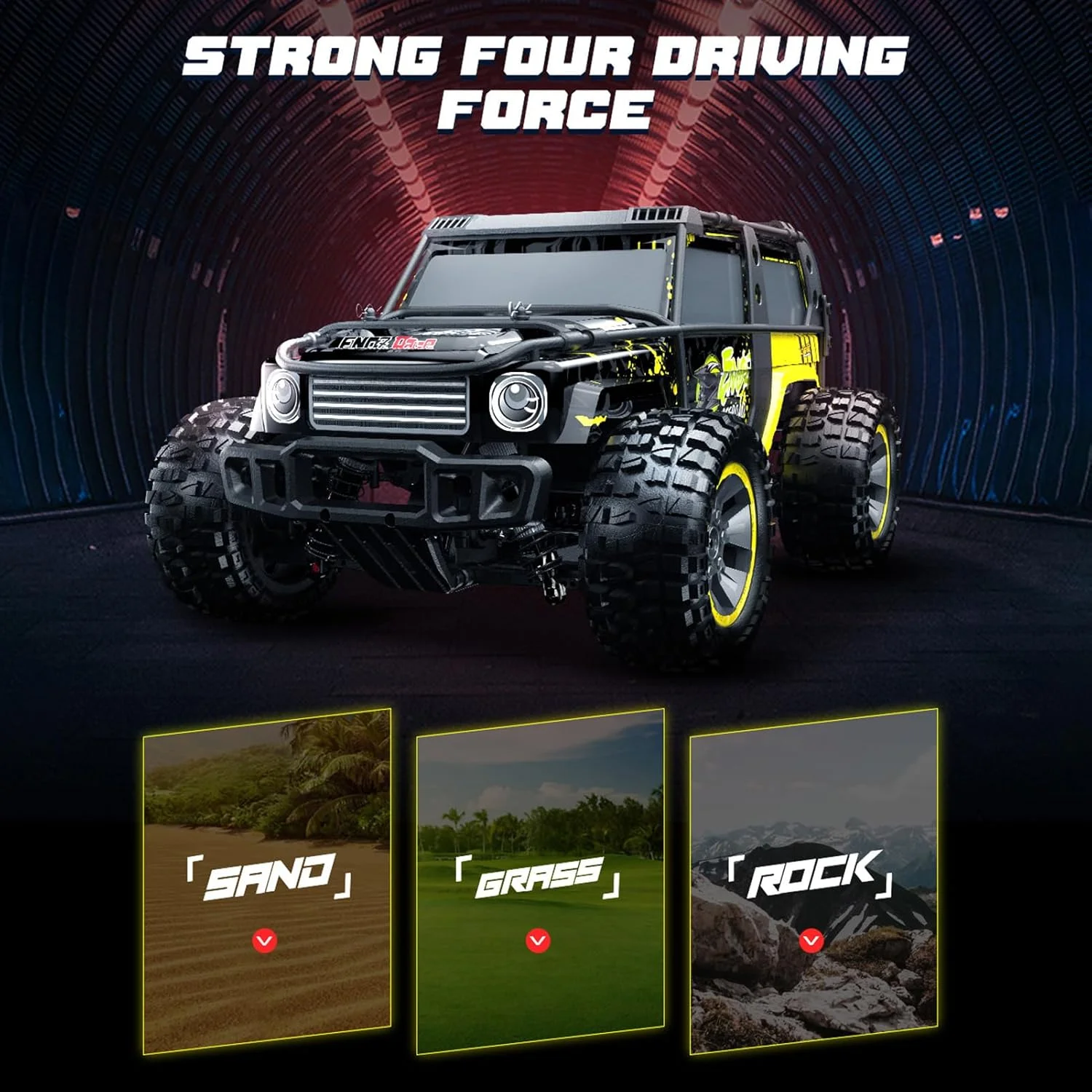 ماشین کنترلی از راه دور OUNA مقیاس 1/10 2.4 گیگاهرتز سرعت بالا 65 کیلومتر در ساعت، کامیون های آفرود تمام زمینی 4WD موتور براشلس، ماشین مسابقه ای صخره نوردی، هدیه برای کودکان و بزرگسالان