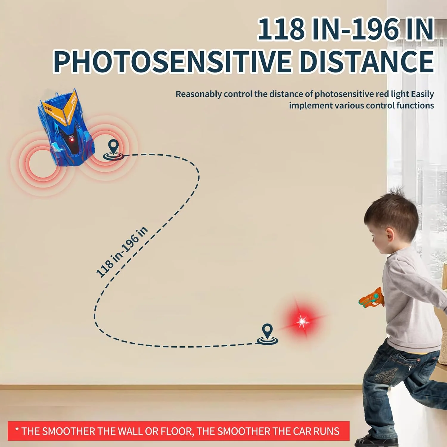 ماشین دیواری مادون قرمز می تواند آزادانه بین حالت های دیوار نوردی و زمینی جابجا شود، یک بازی سرگرم کننده و هیجان انگیز سرپوشیده برای پسران و دختران (ماشین دیواری مادون قرمز آبی)