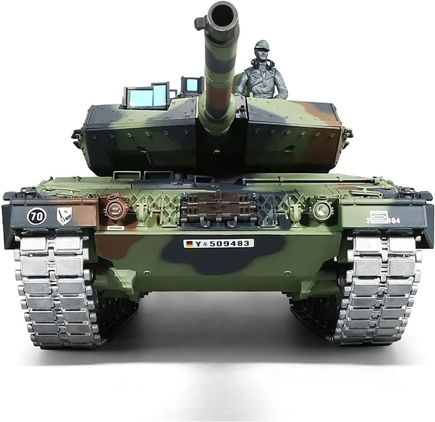 تانک کنترلی بزرگ ZAIED مدل Leopard 2A6 آلمانی، مقیاس 1/16، طول 67 سانتی متر، با قابلیت کنترل از راه دور 2.4G، دارای شاسی فلزی ارتقا یافته، مناسب برای پسران، دختران و کلکسیونرها