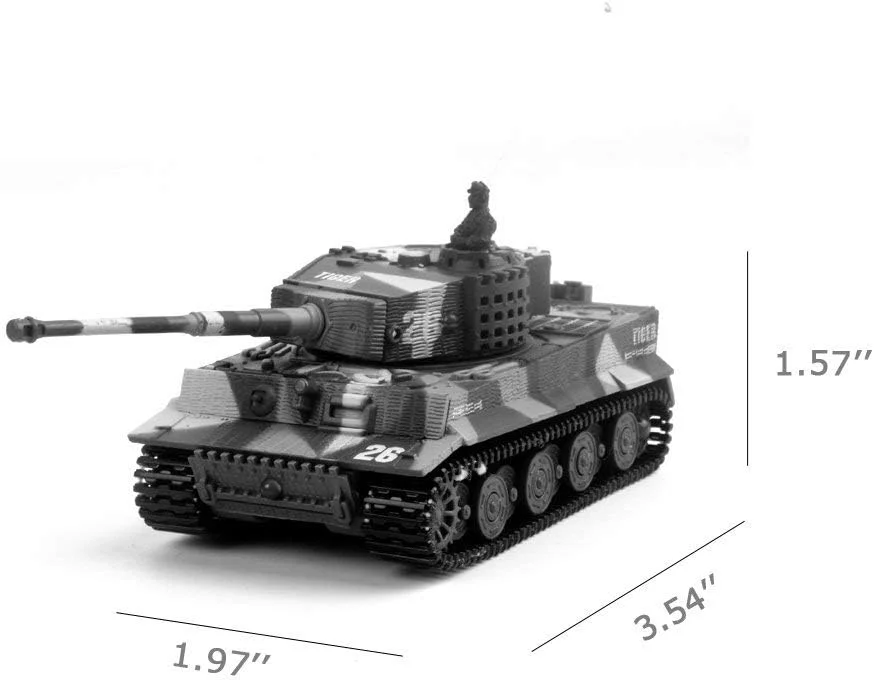 تانک کنترلی مینی 2.4G با کابل شارژر USB مدل 1:72 ببر آلمانی I با صدا هدیه ای برای کودکان پسران دختران بزرگسالان (زرد)