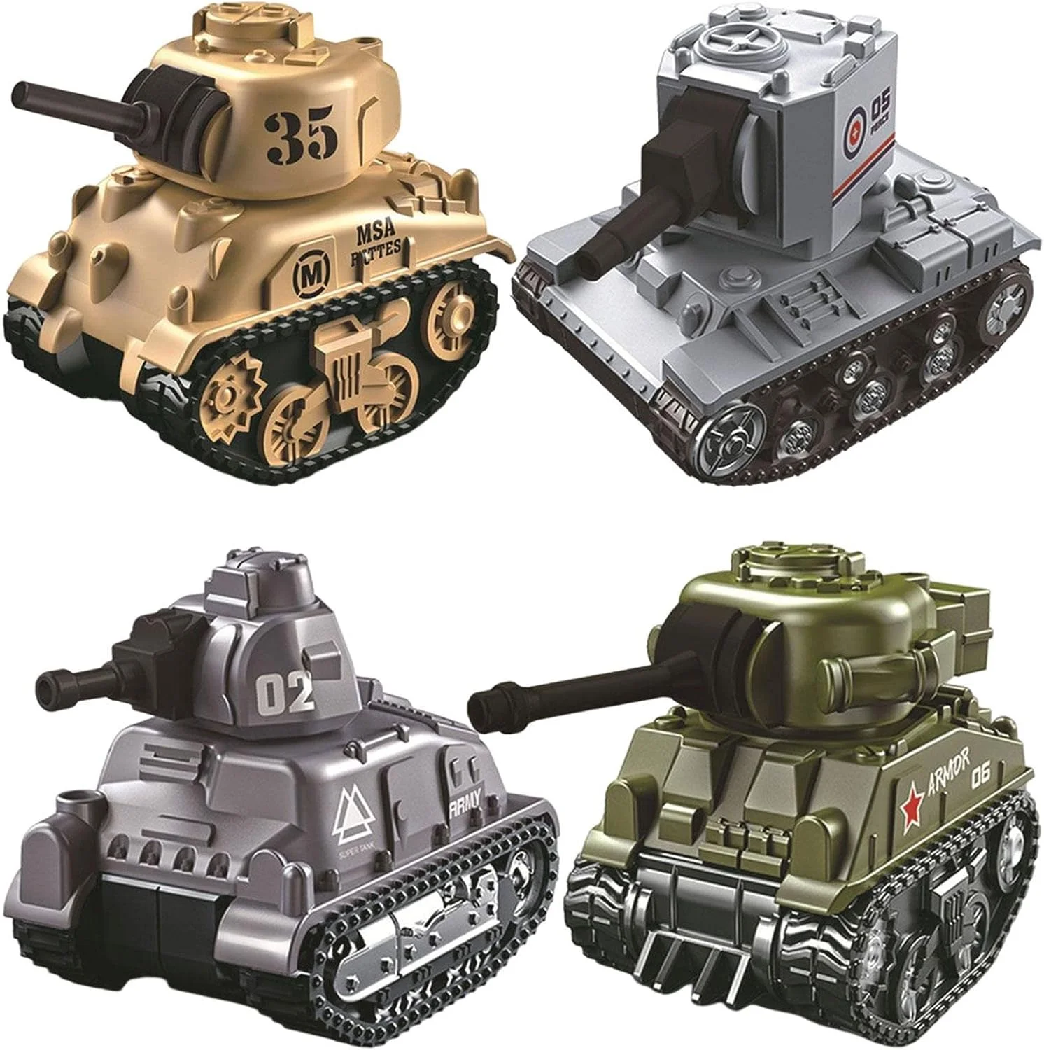 تانک اسباب بازی - تانک حمل و نقل کودکان مینی آلیاژی وسایل نقلیه ارتش با مکانیزم عقب کش | مجموعه بازی وسایل نقلیه قابل حمل هدیه برای پسران و دختران 3-8 ساله، بازی های سرگرم کننده در فضای باز