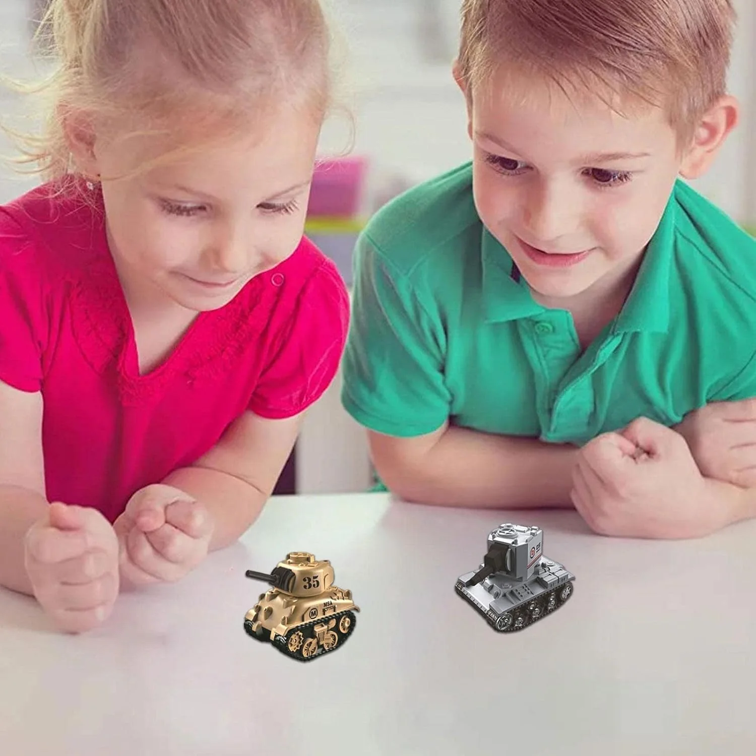 تانک اسباب بازی - تانک حمل و نقل کودکان مینی آلیاژی وسایل نقلیه ارتش با مکانیزم عقب کش | مجموعه بازی وسایل نقلیه قابل حمل هدیه برای پسران و دختران 3-8 ساله، بازی های سرگرم کننده در فضای باز