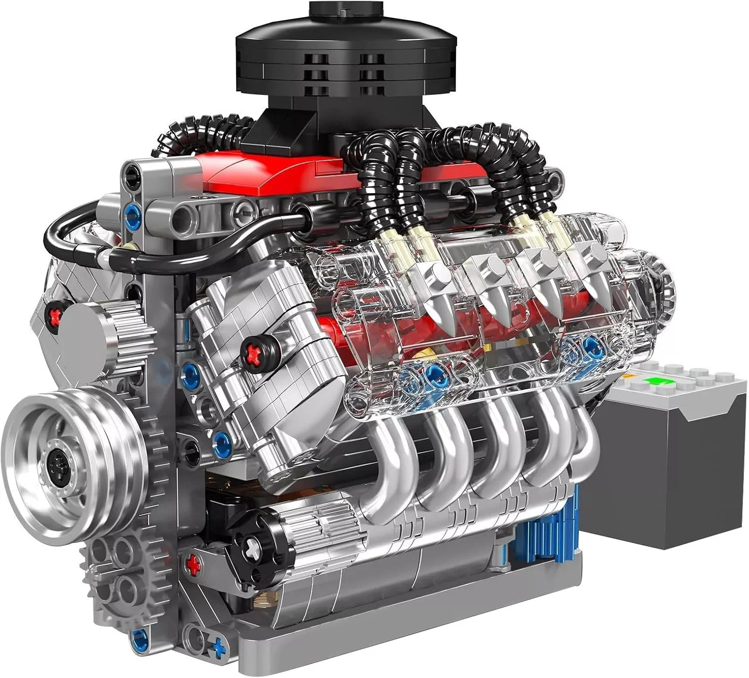 مجموعه بلوک های ساخت موتور V8 قابل مشاهده، کیت مدل موتور، بلوک ساخت موتور خود را برای کودکان/بزرگسالان بسازید (487 قطعه)