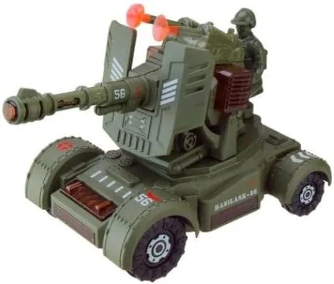 ماشین ارتشی کنترلی باغ اسباب بازی با برجک چرخان، چراغ های ال ای دی و صداهای موتور، هدیه اسباب بازی برای پسران و دختران شش سال به بالا