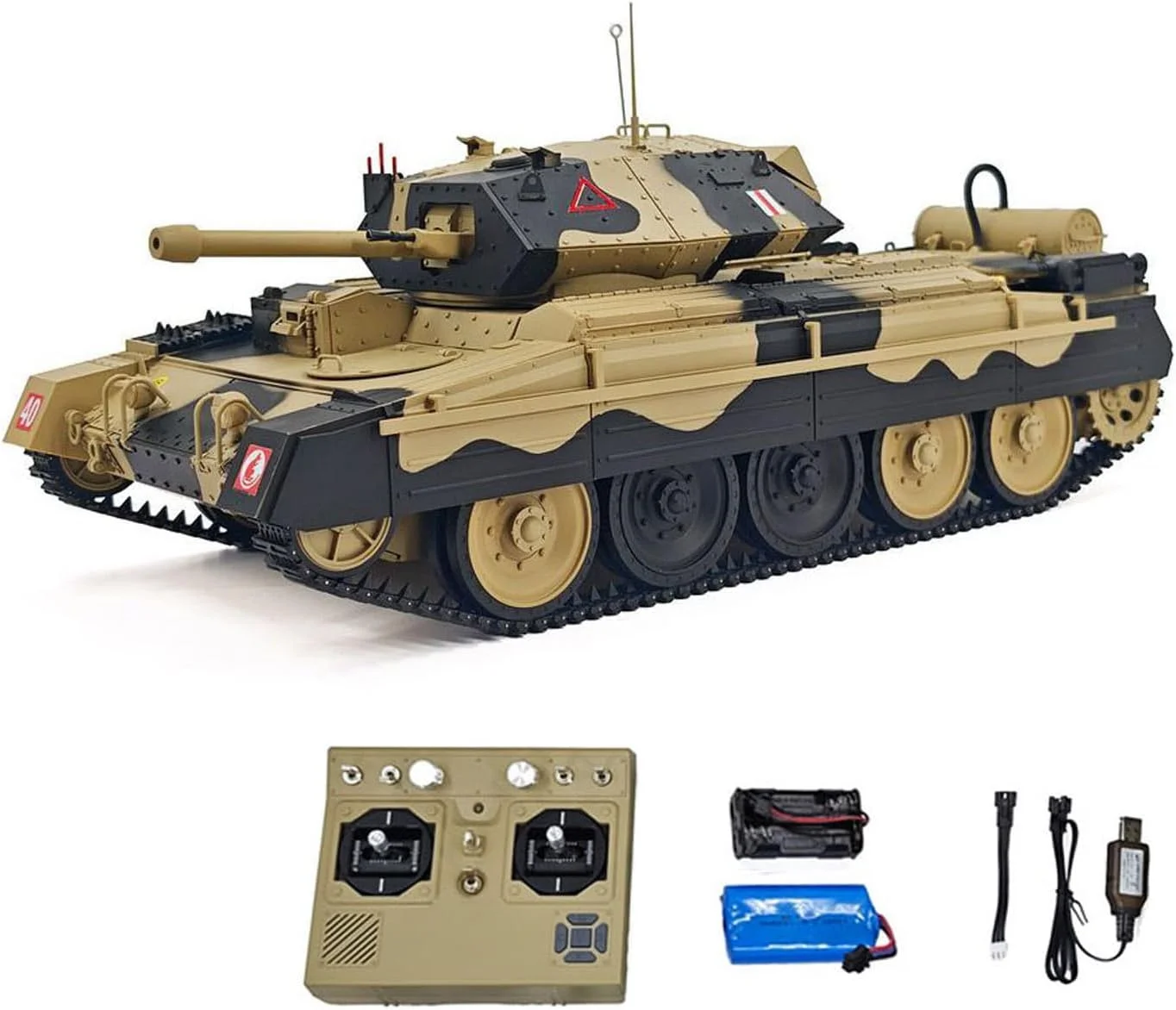 تانک نظامی آرسی CoolBank Crusader MK III مدل بی سیم با کنترل از راه دور، مقیاس 1/16، چرخش 360 درجه برجک، صدا، دود و چراغ های واقعی