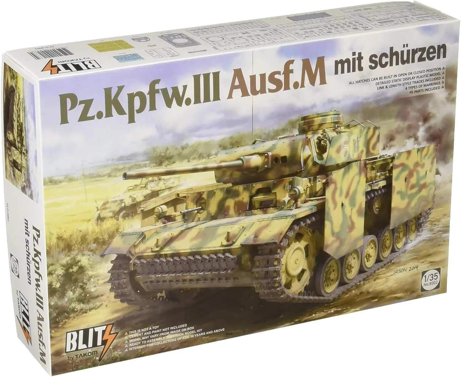 مدل تانک III AUSF. M با پیش بند مقیاس 1/35 تاکوم