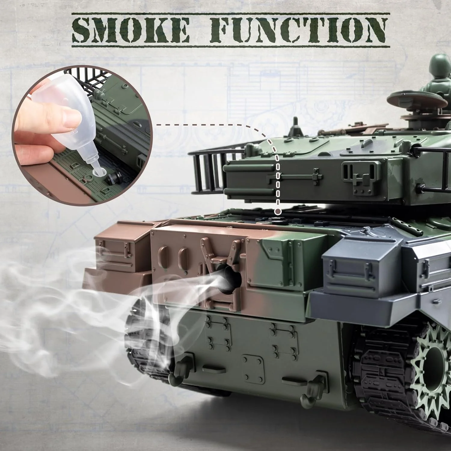تانک کنترلی 1:18، مدل تانک کنترل از راه دور M60 ایالات متحده 2.4 گیگاهرتز، اسباب بازی مدل تانک جنگی 15 کاناله با قابلیت پرتاب تیر و بمب آبی مناسب بزرگسالان و کودکان